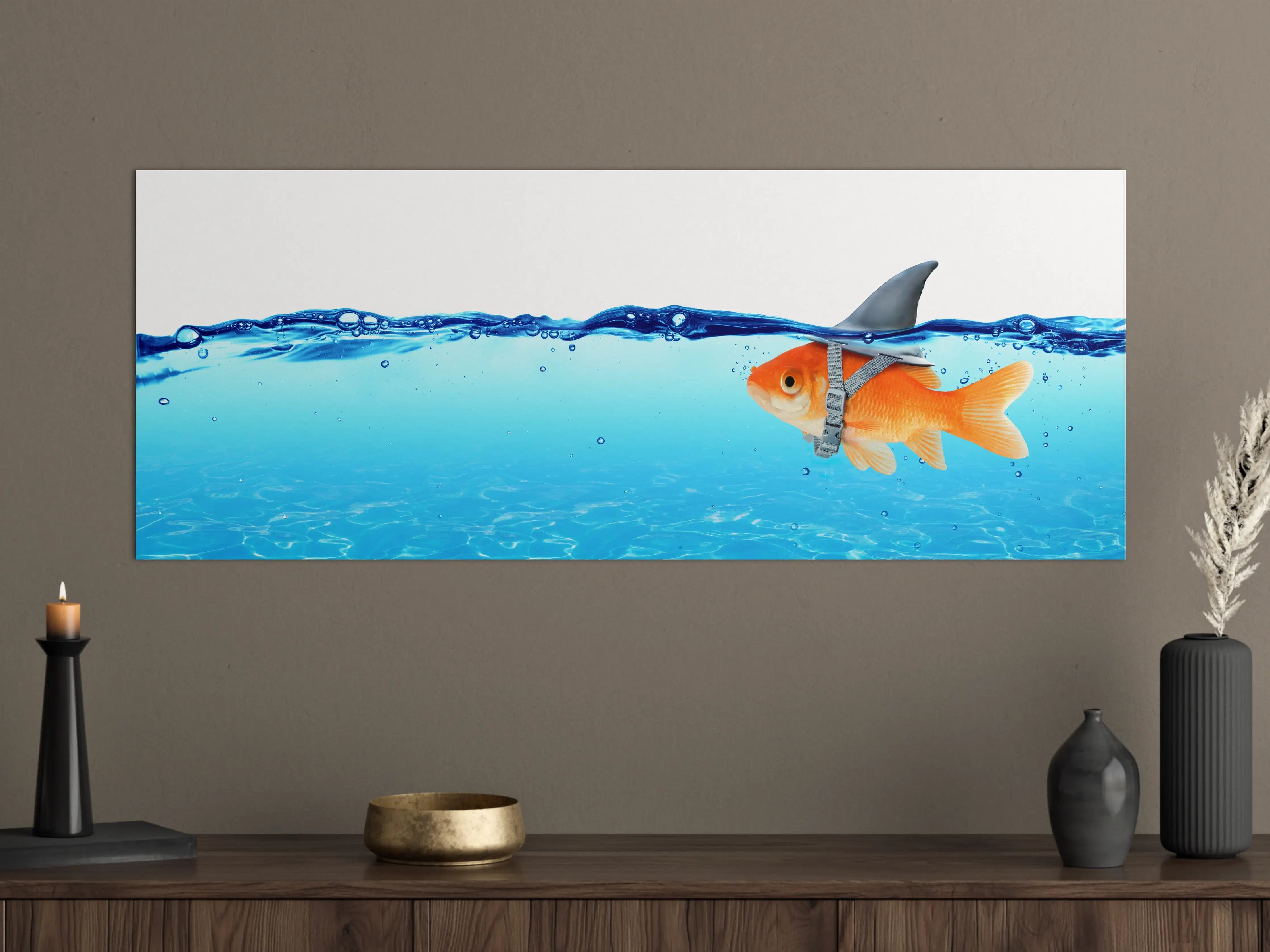 Große Wandbilder - Goldfisch als Hai