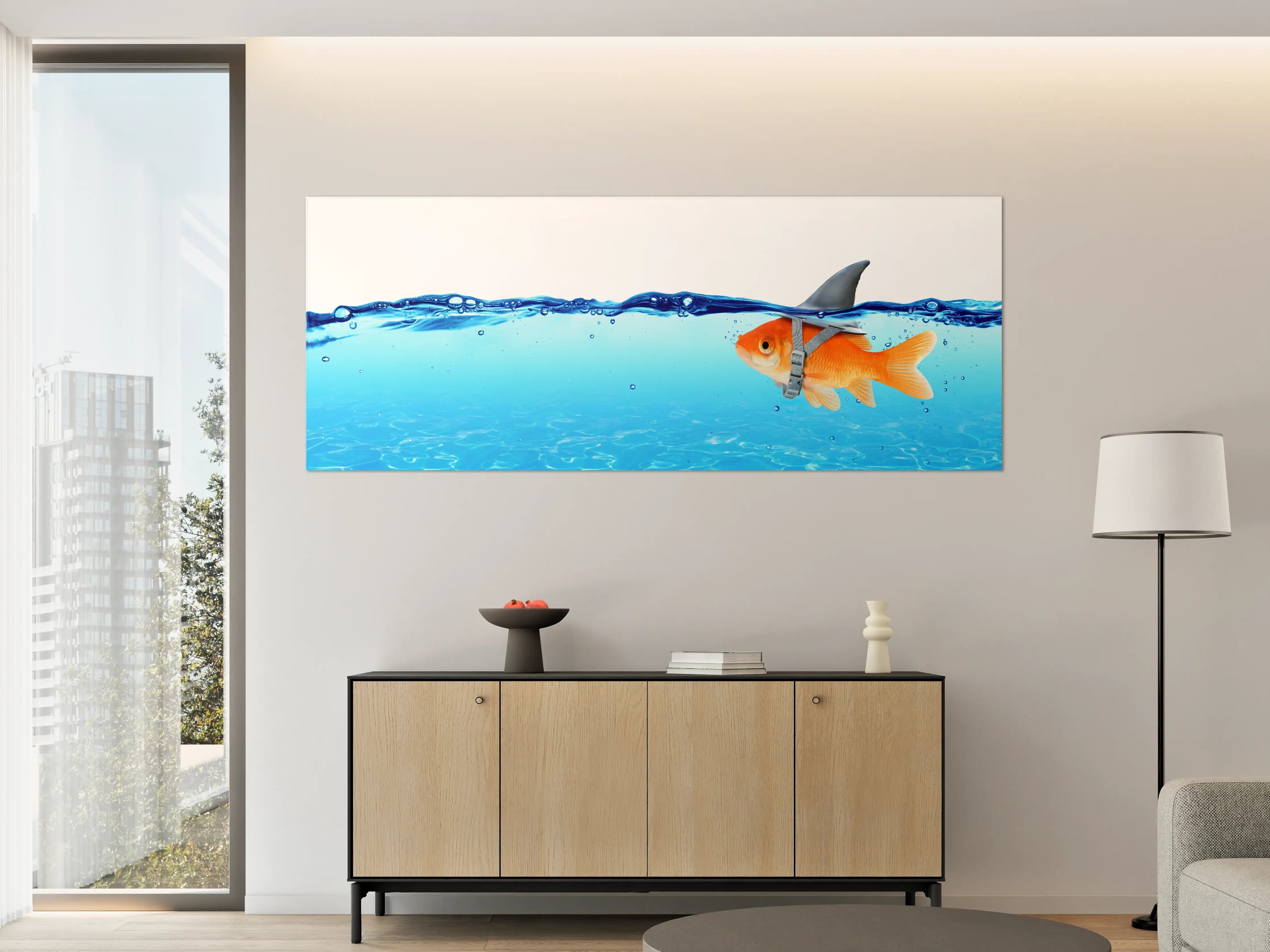 Große Wandbilder - Goldfisch als Hai