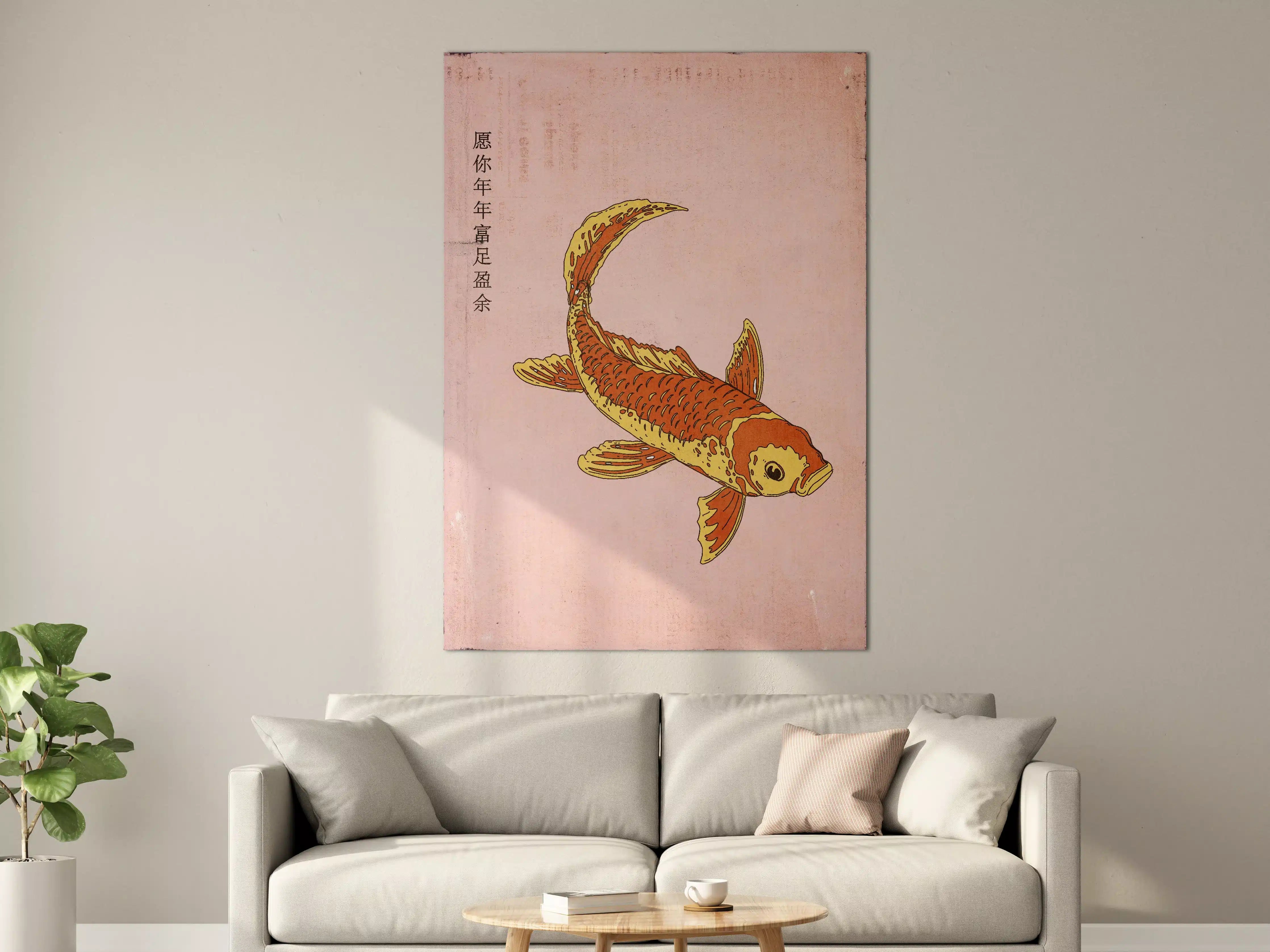 Große Wandbilder - Goldfisch auf pastellrosa Hintergrund