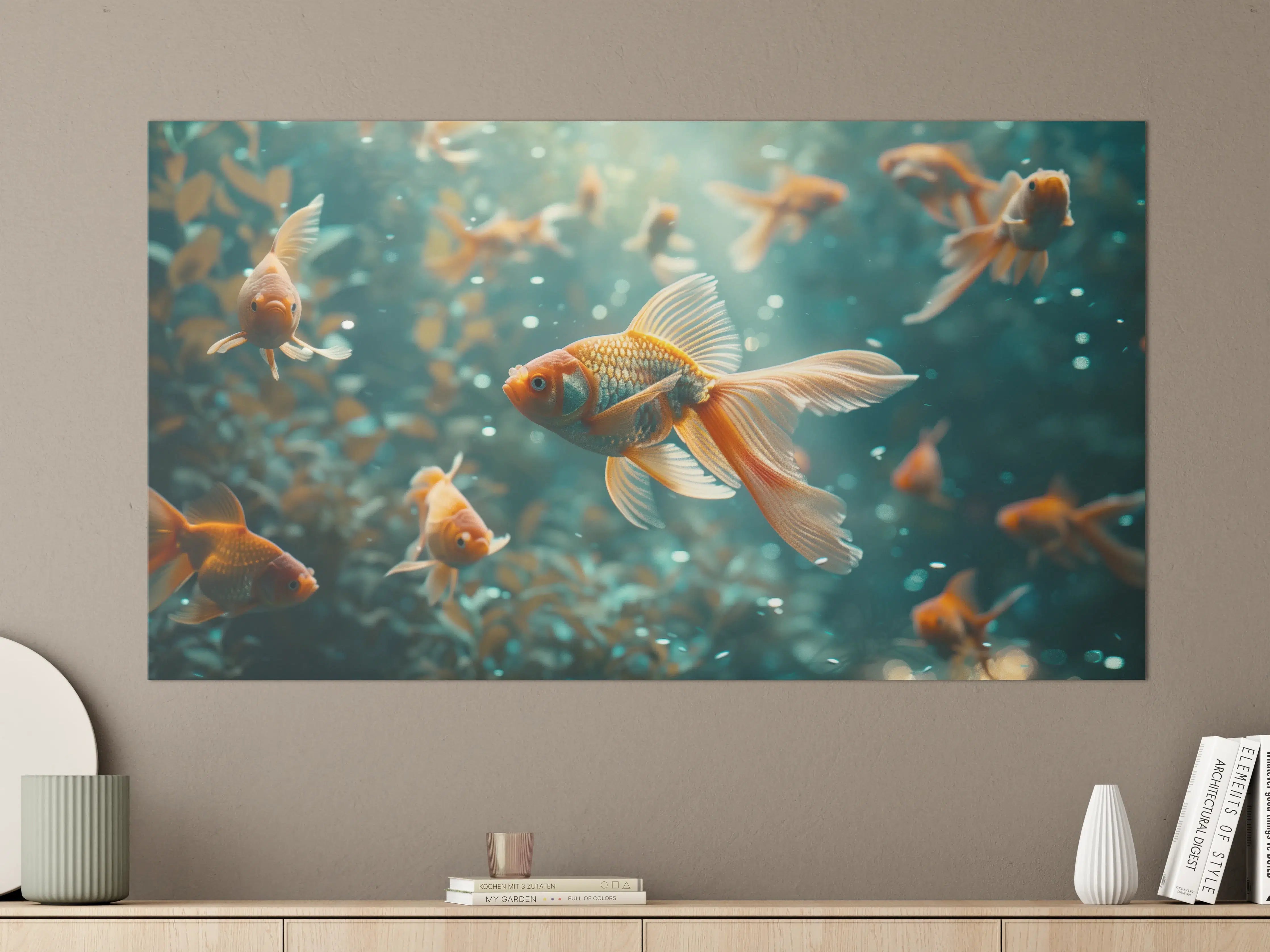 Große Wandbilder - Goldfische Türkis-Orange