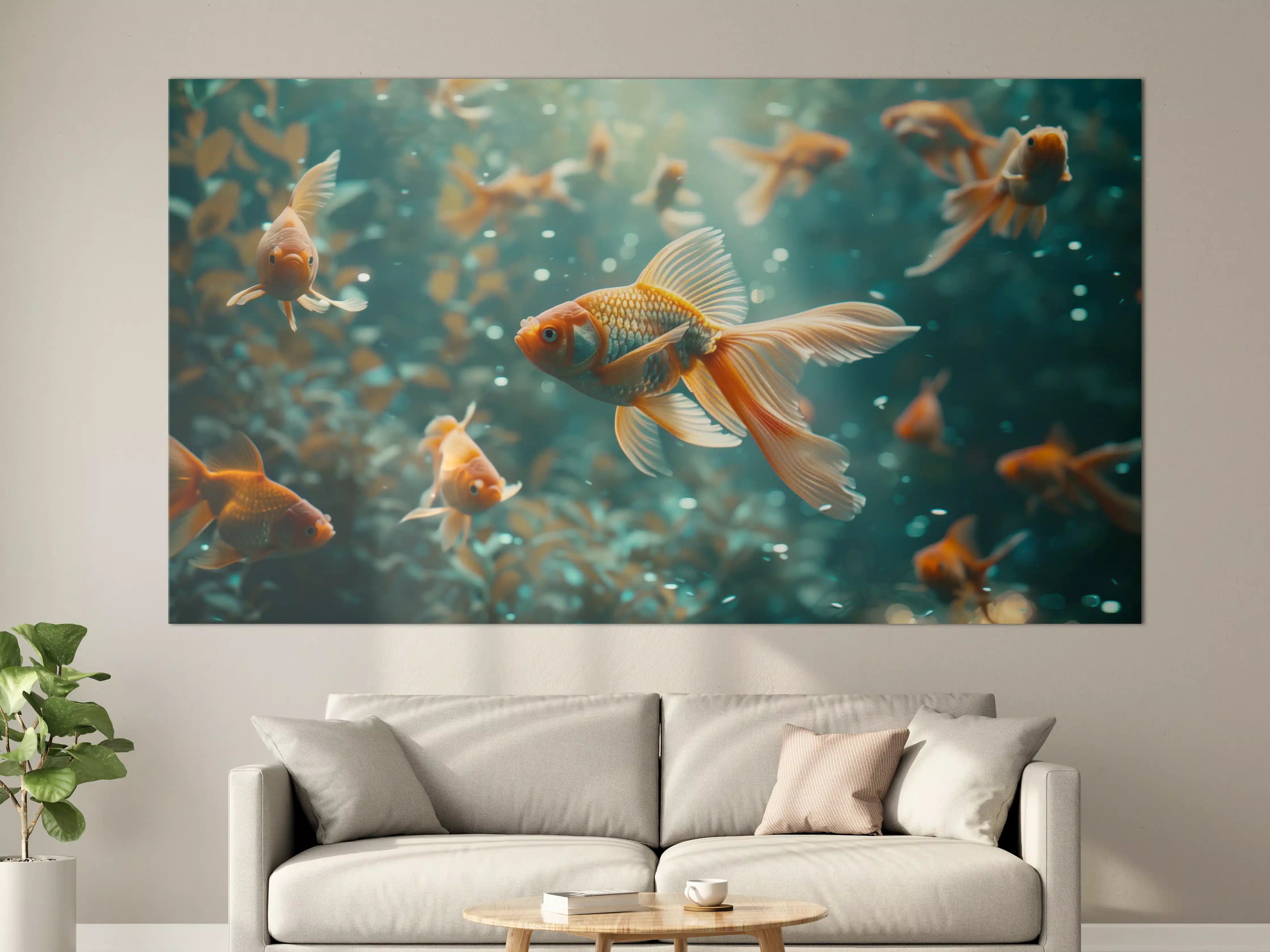 Große Wandbilder - Goldfische Türkis-Orange