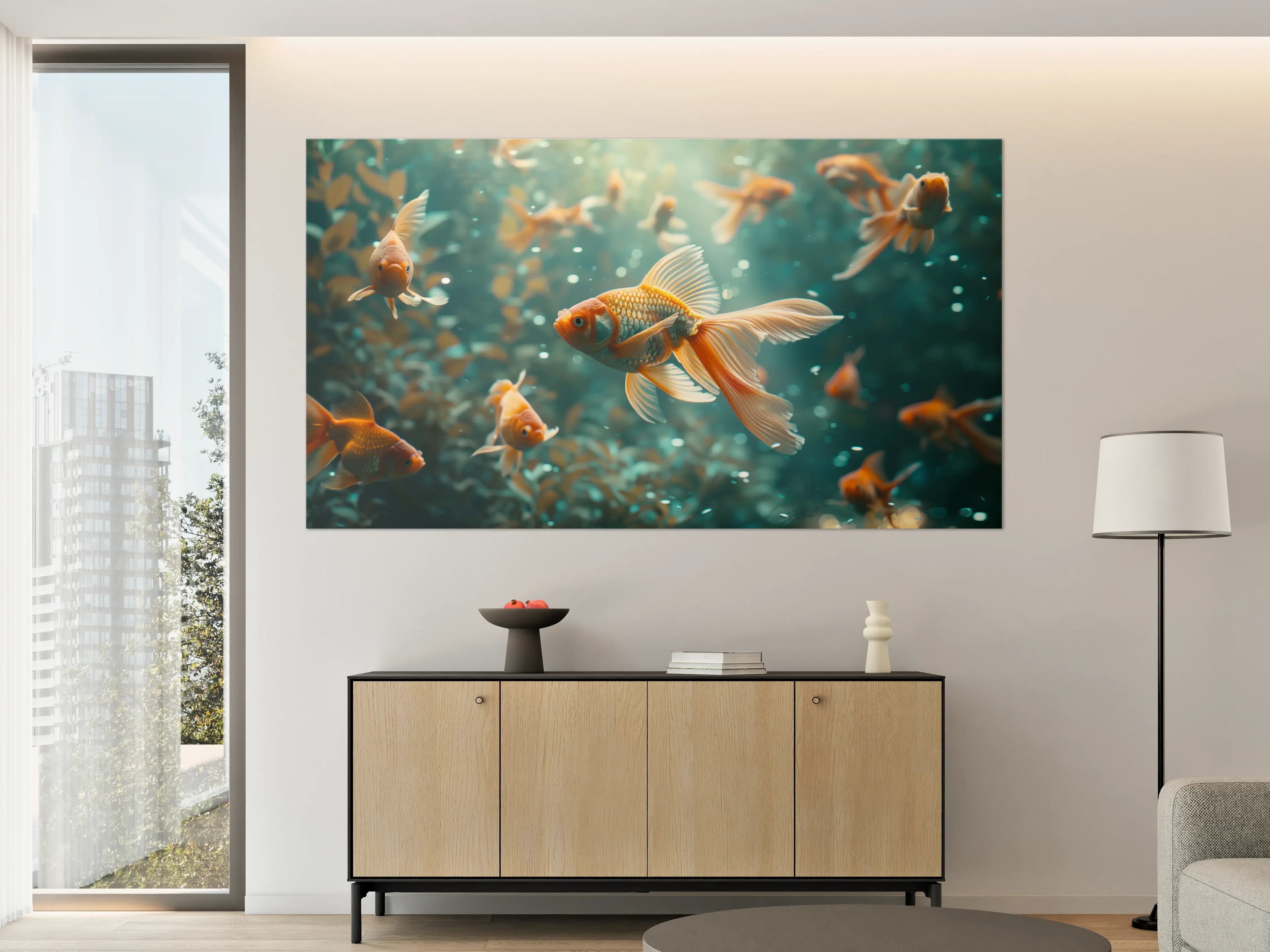 Große Wandbilder - Goldfische Türkis-Orange