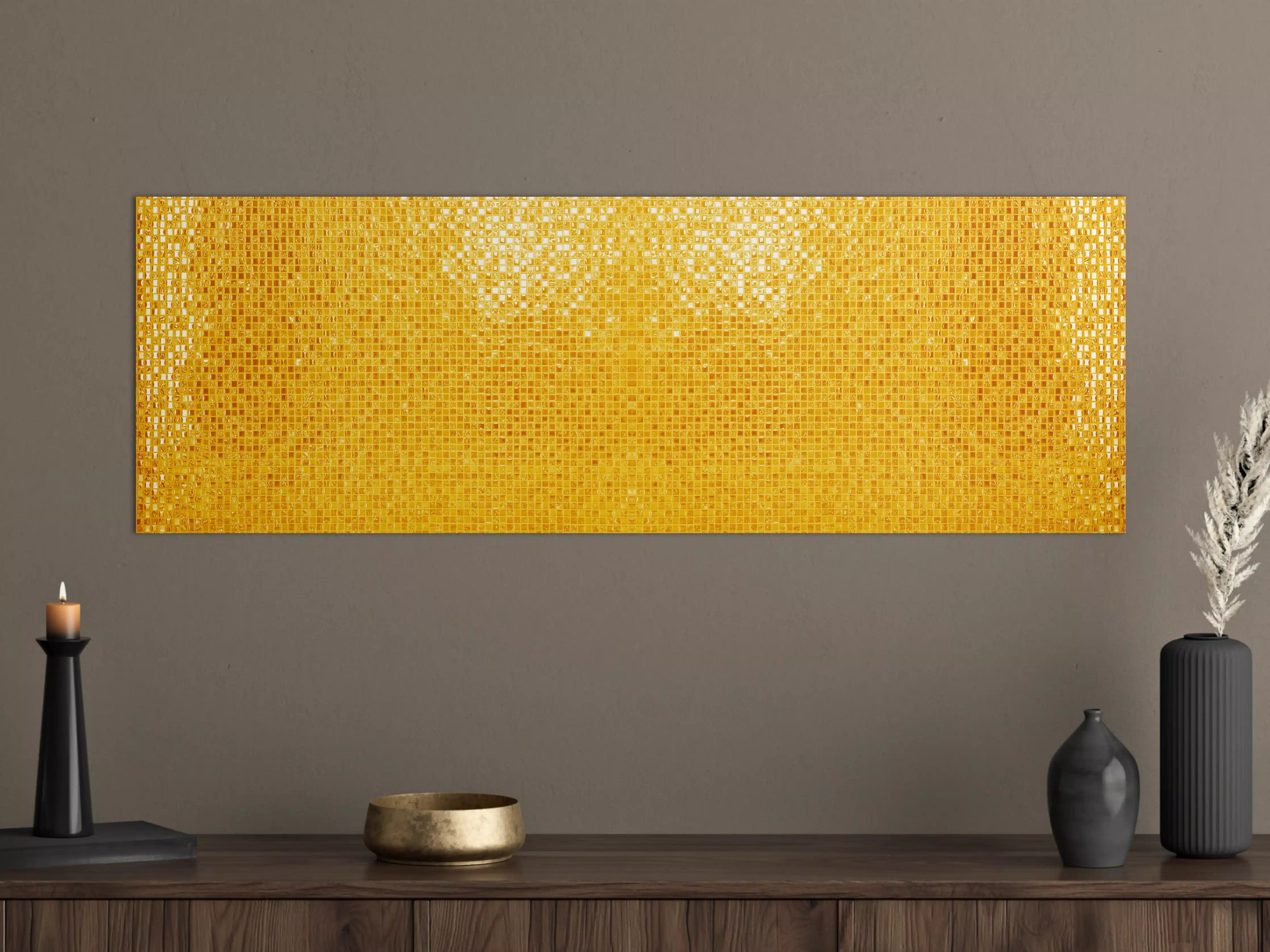 Große Wandbilder - Goldgelbe Mosaikfliesen