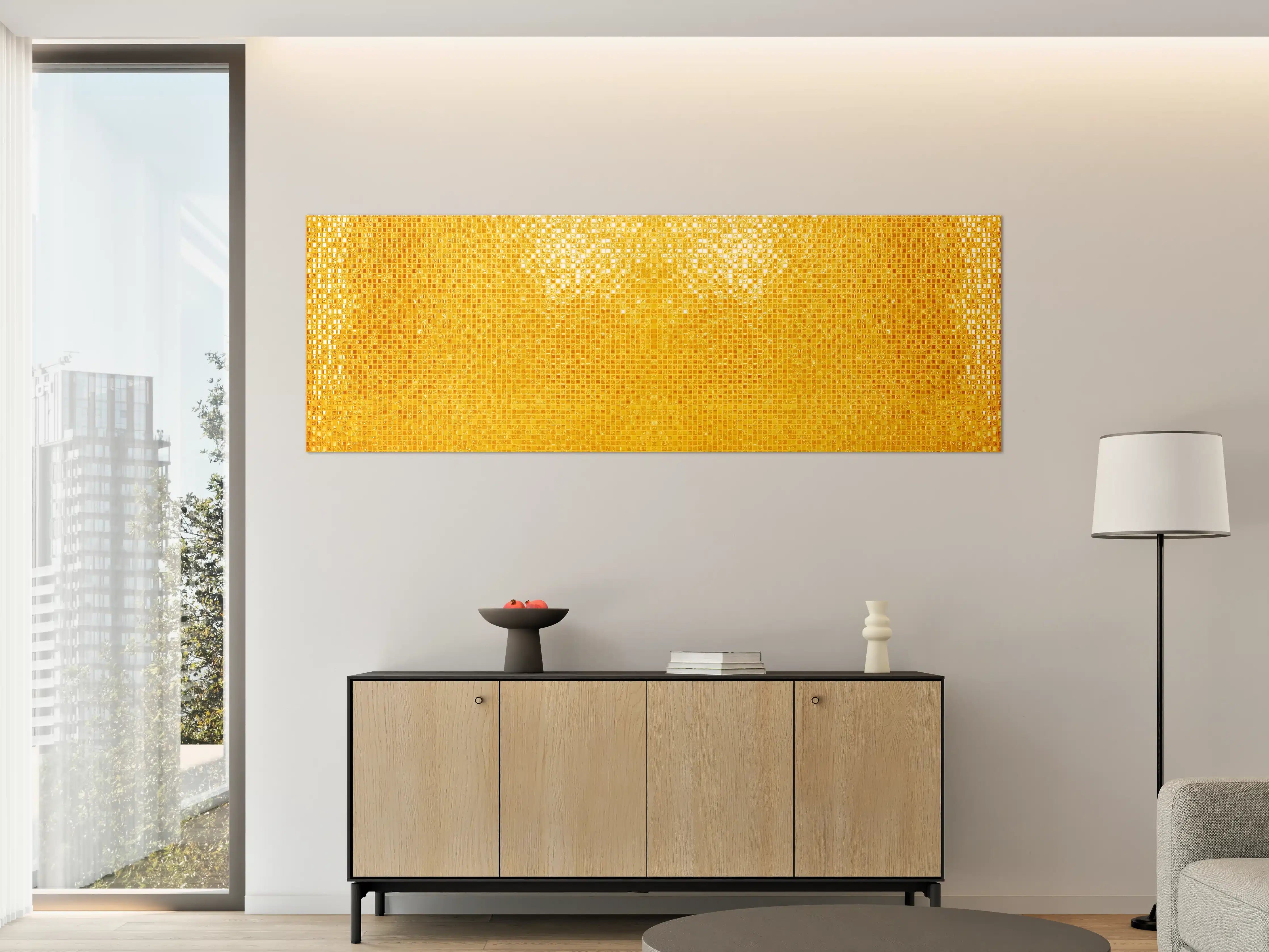 Große Wandbilder - Goldgelbe Mosaikfliesen