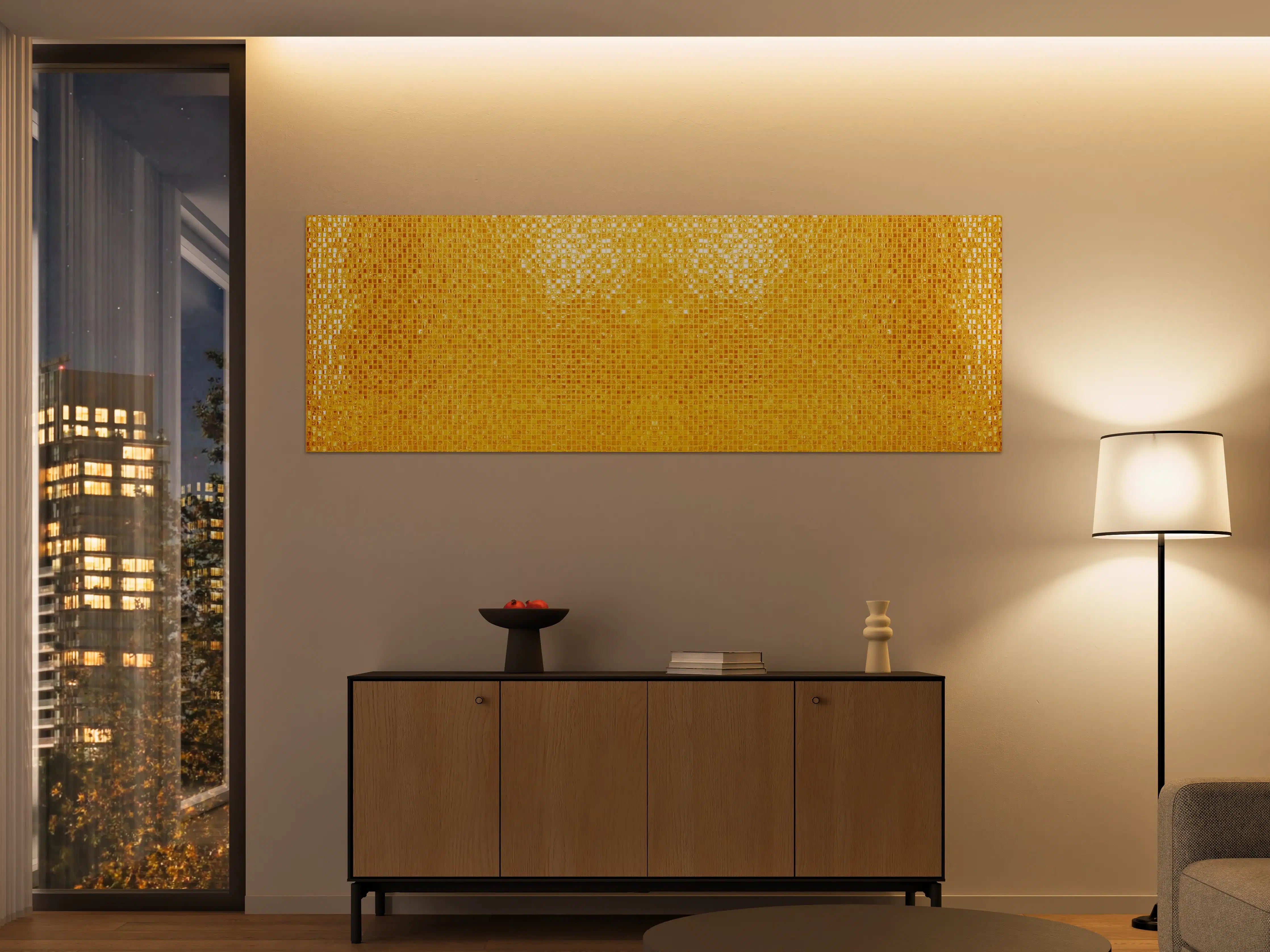 Große Wandbilder - Goldgelbe Mosaikfliesen