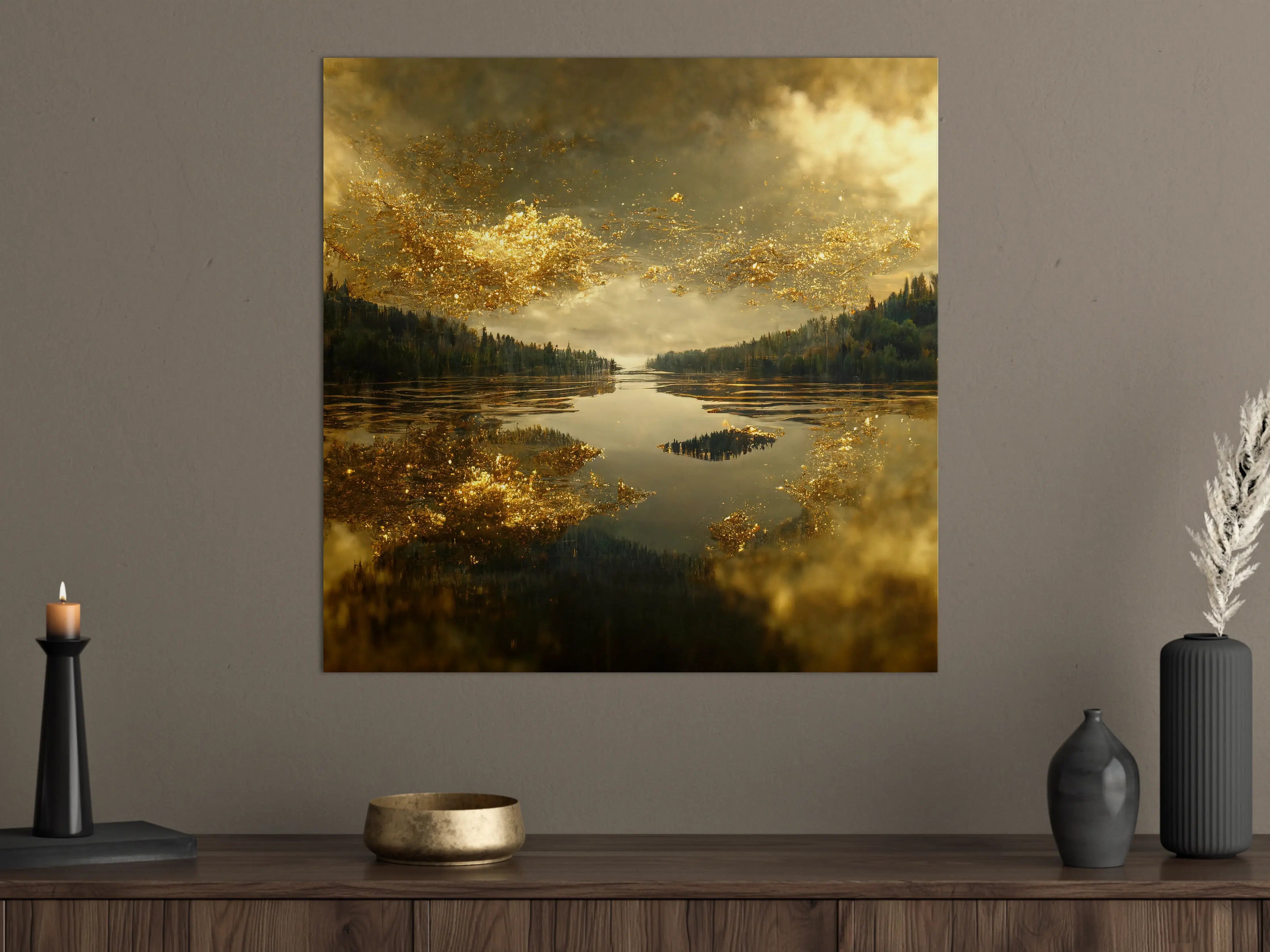 Große Wandbilder - Goldstaub über Fluss