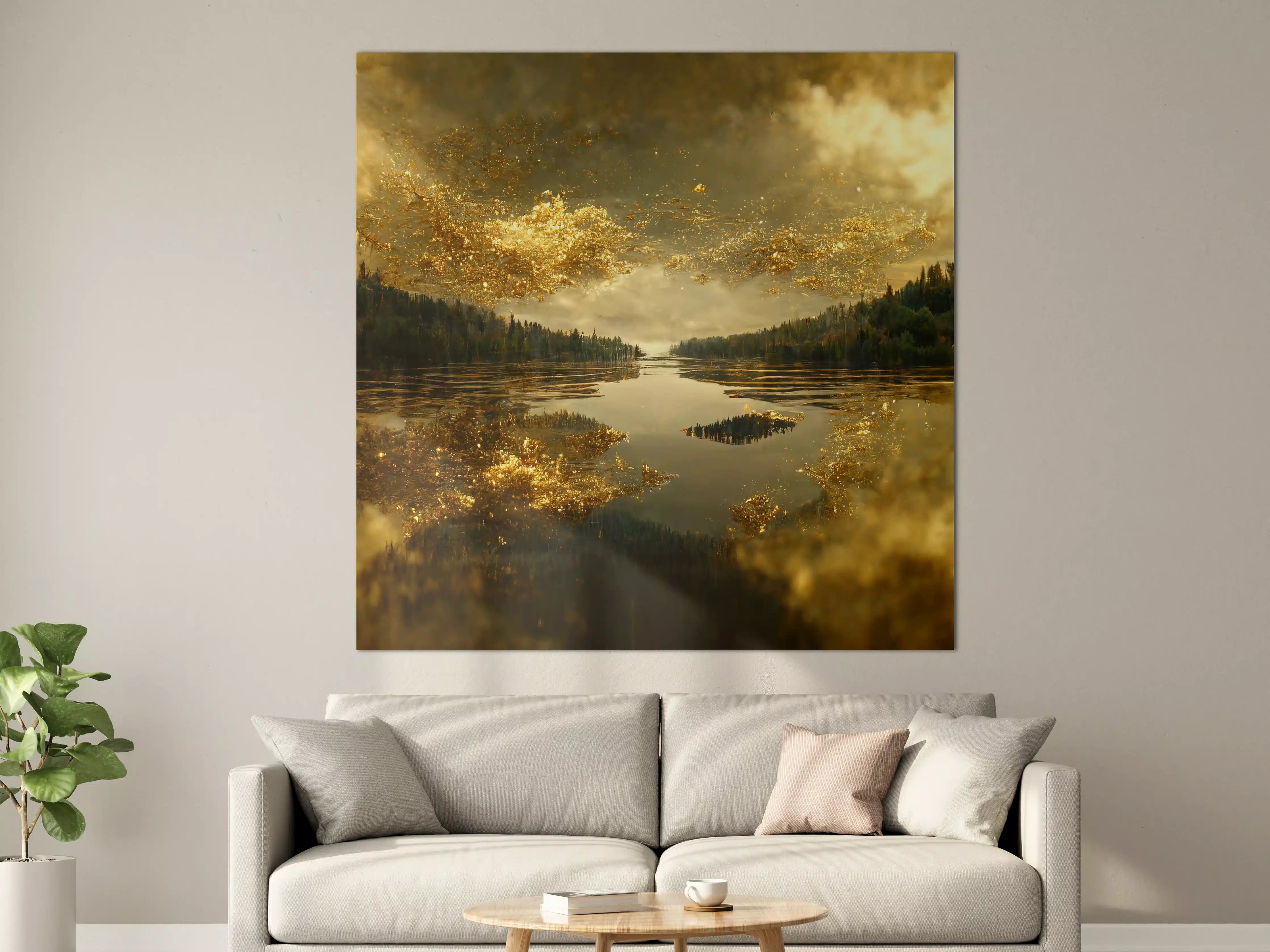 Große Wandbilder - Goldstaub über Fluss
