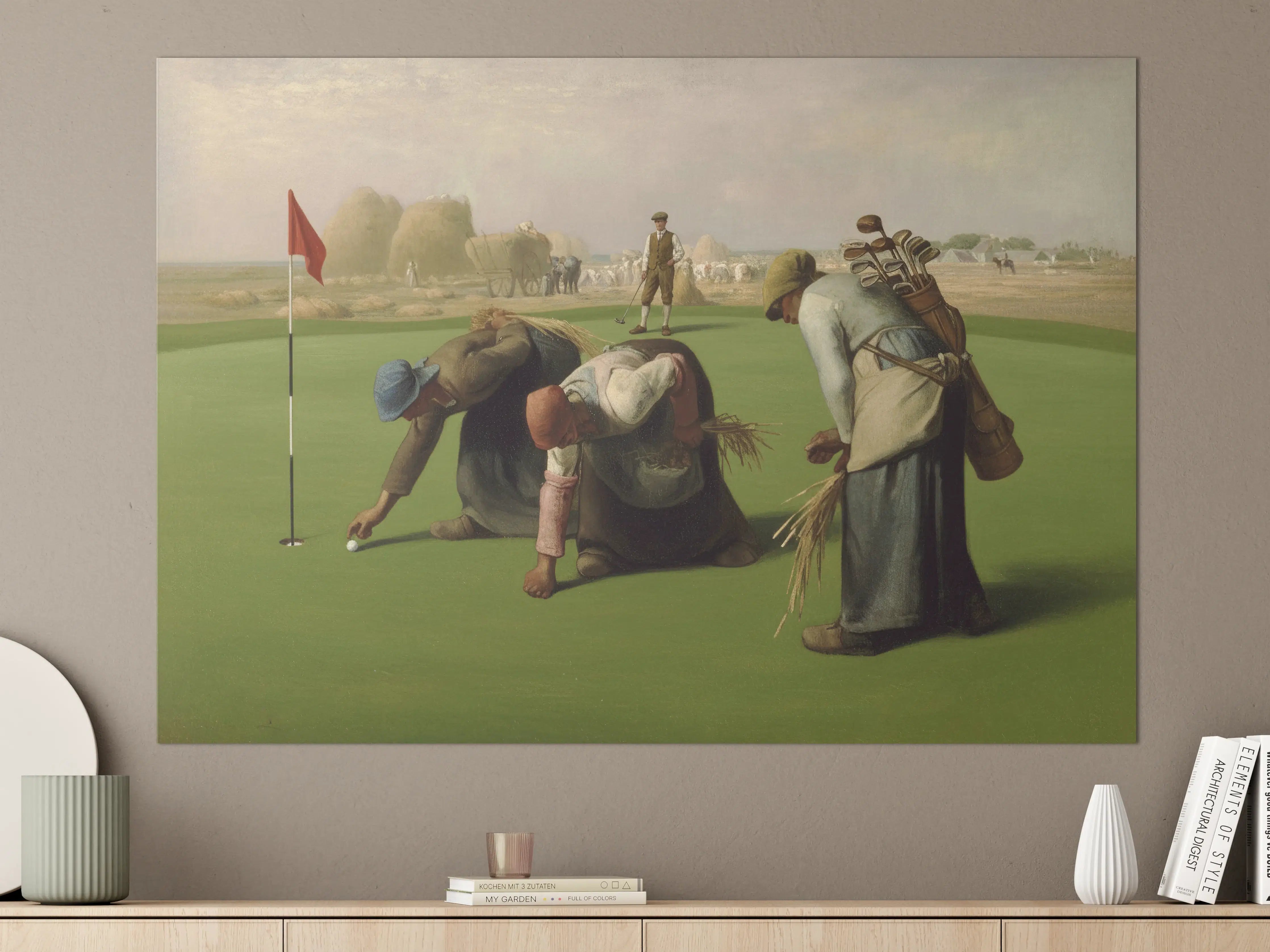 Große Wandbilder - Golfspielerinnen auf green mit Kiefern