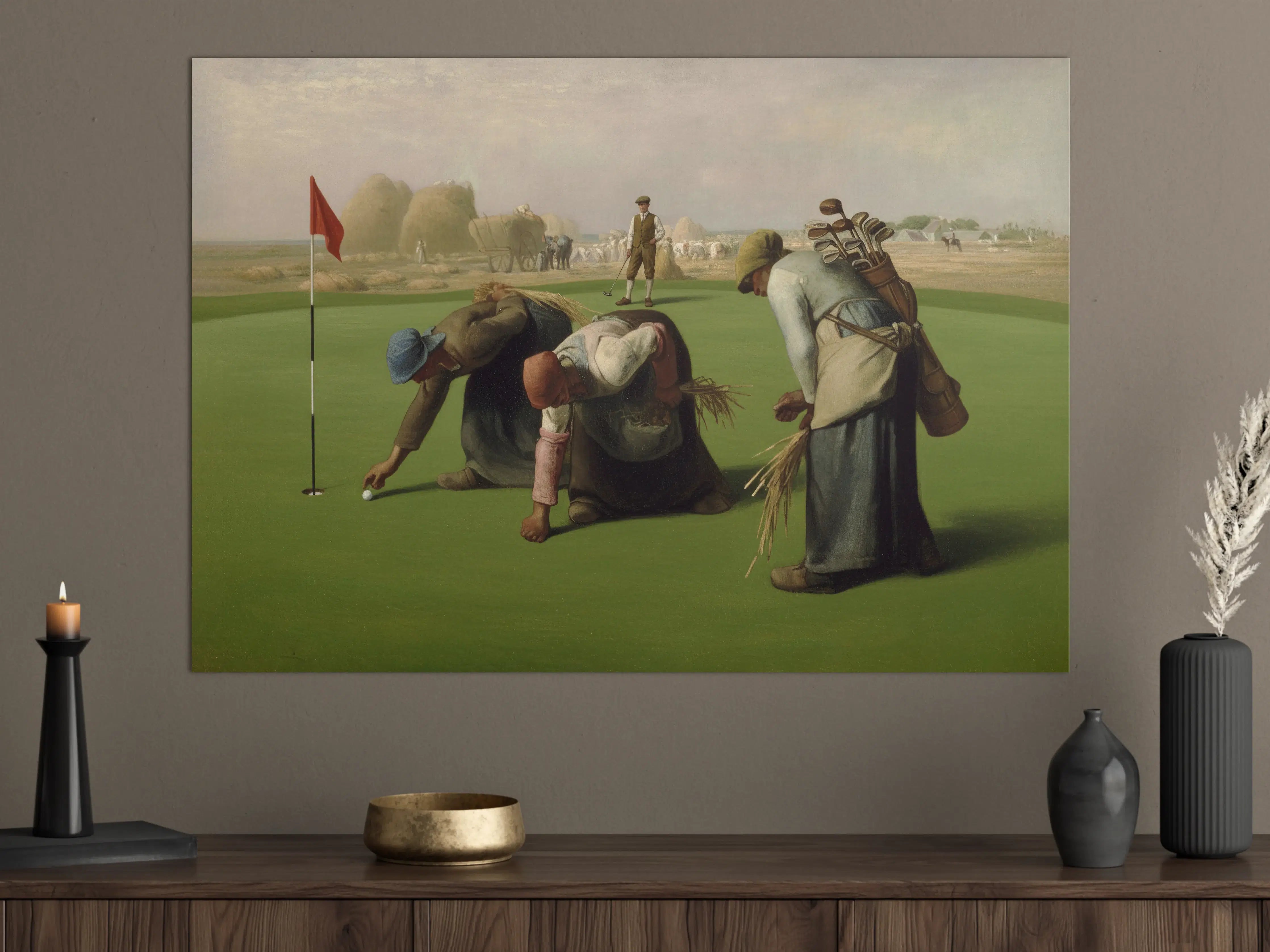 Große Wandbilder - Golfspielerinnen auf green mit Kiefern