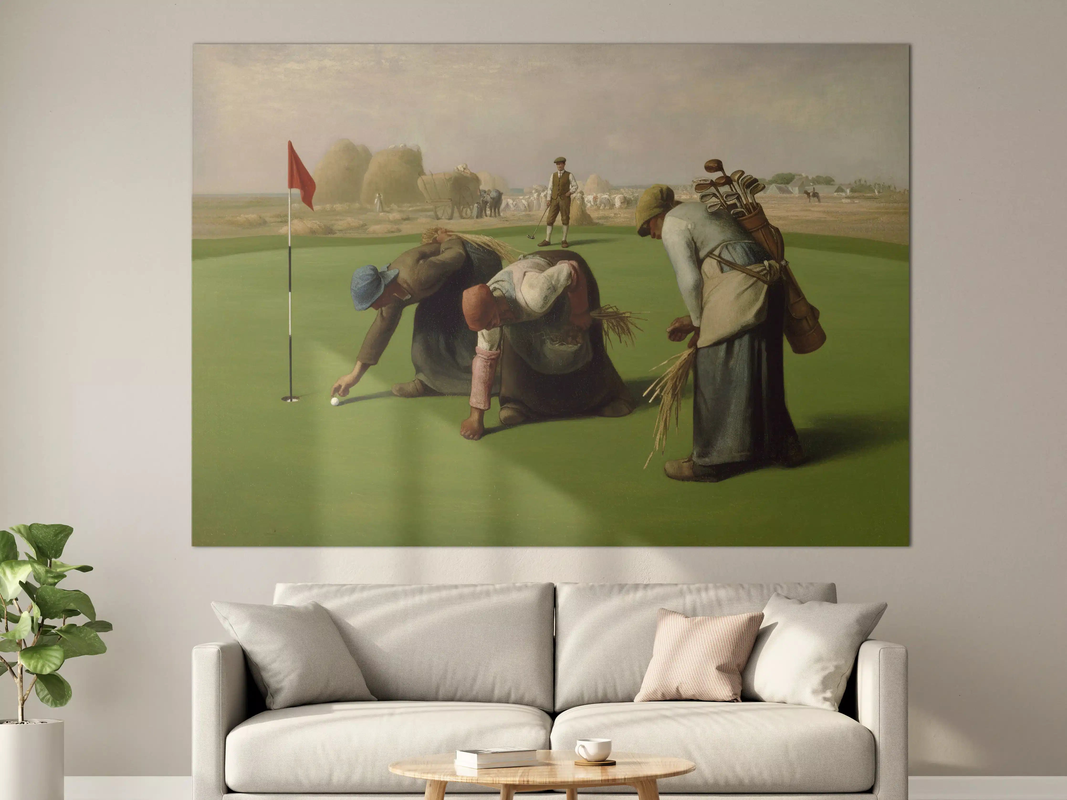 Große Wandbilder - Golfspielerinnen auf green mit Kiefern