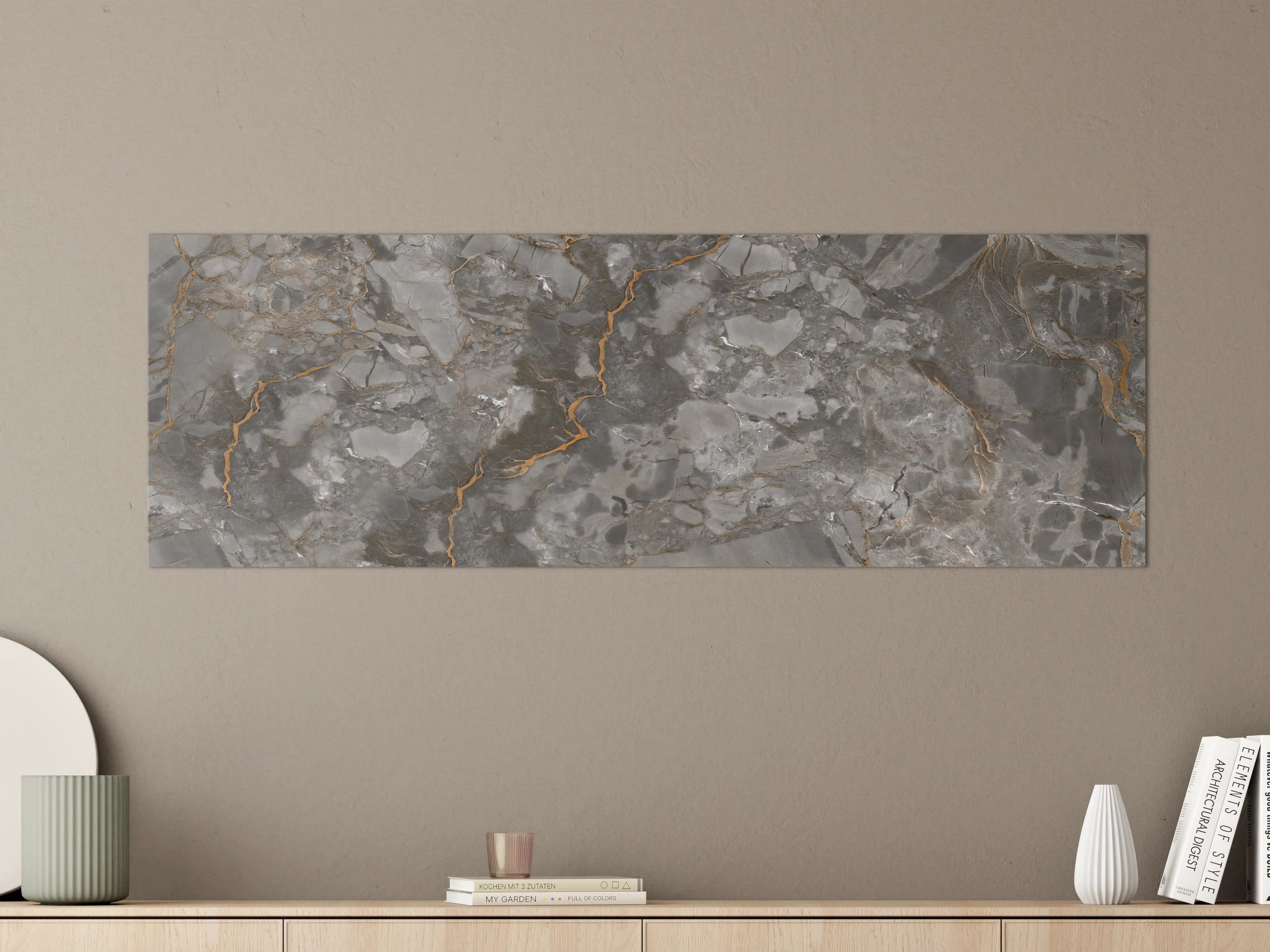 Große Wandbilder - Gräulich-Schwarzer Marmor