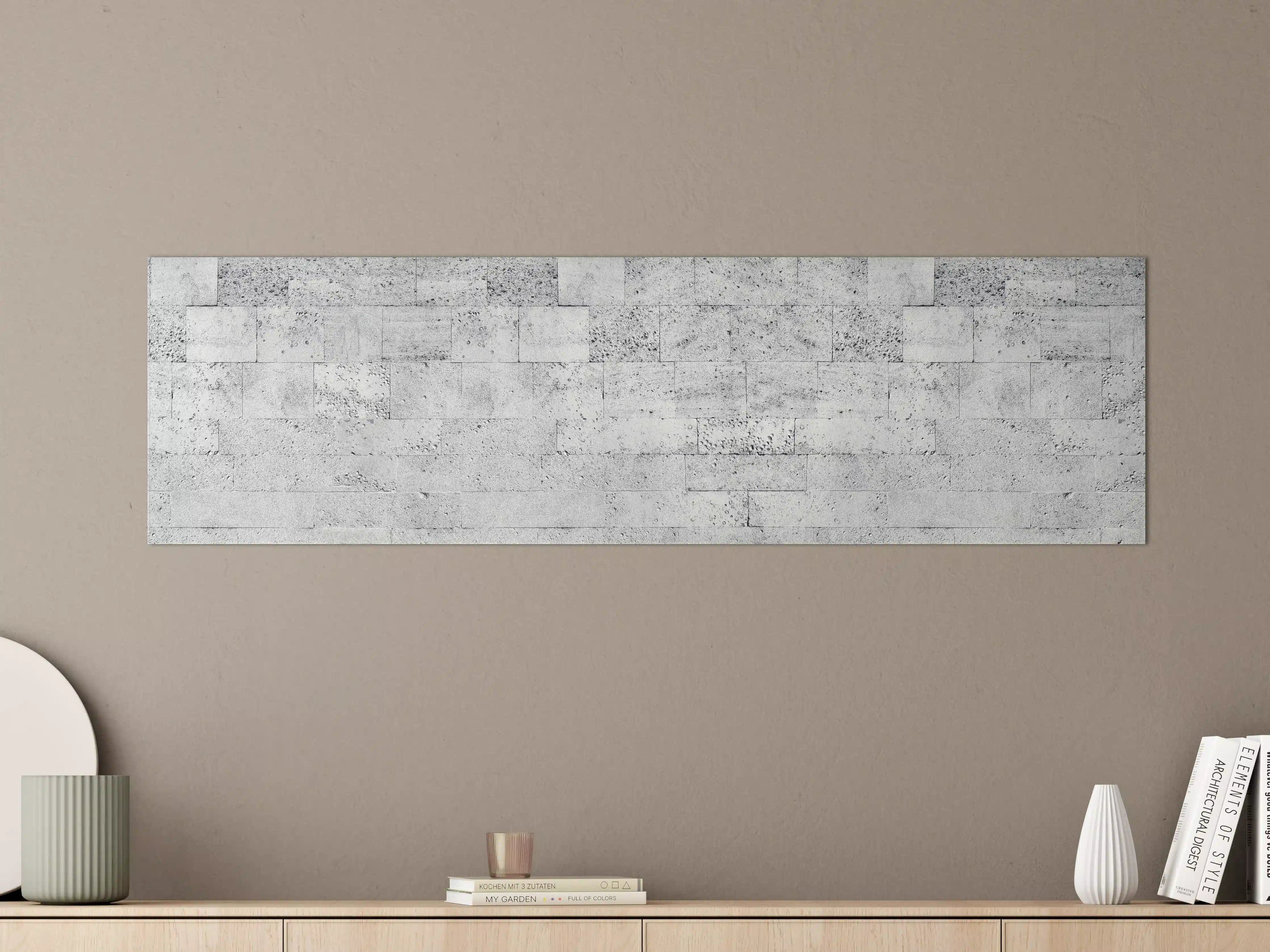 Große Wandbilder - Gräuliche Tuffstein-Blockwand
