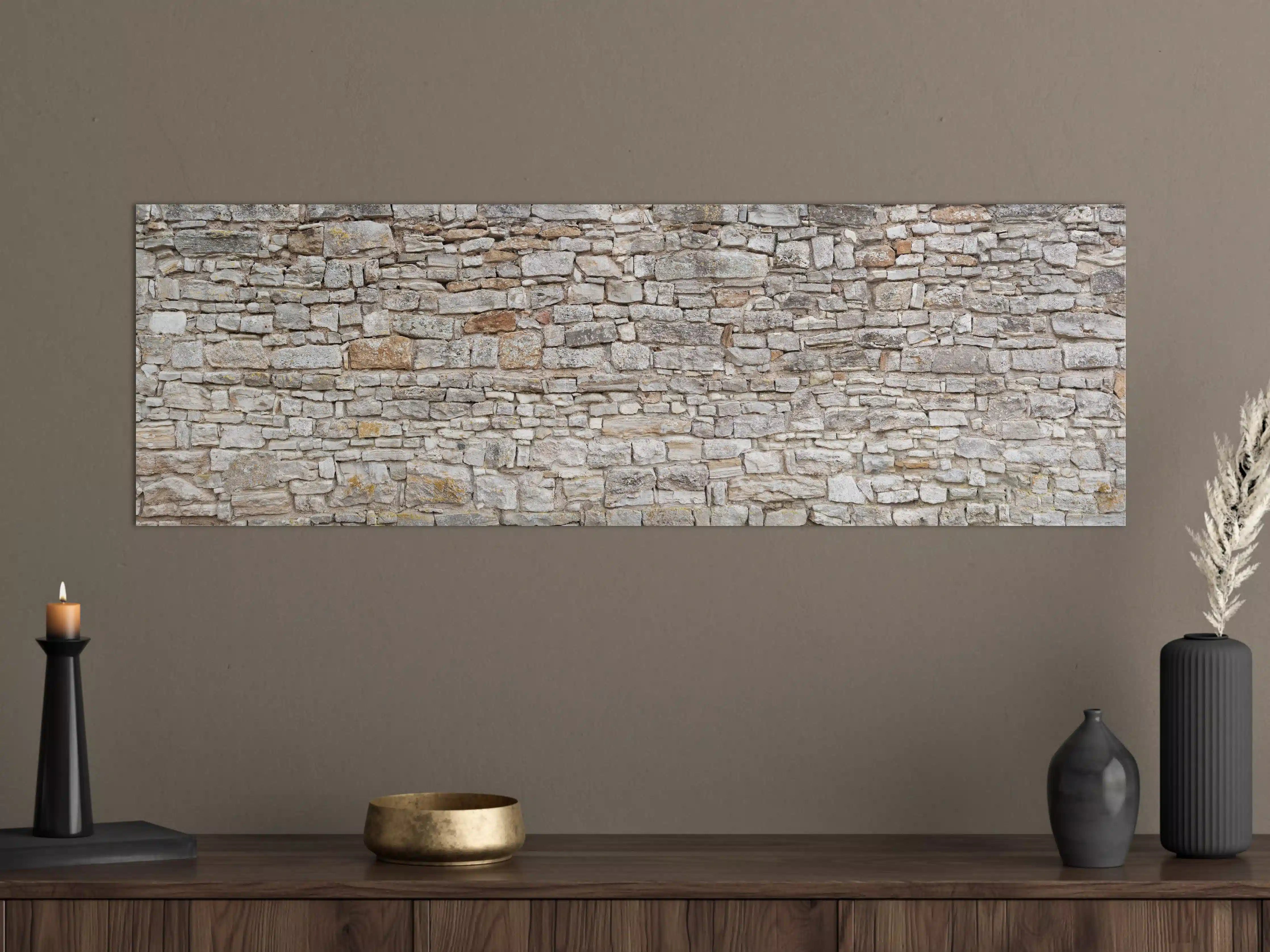Große Wandbilder - Gräuliche alte Mauer aus groben Steinen