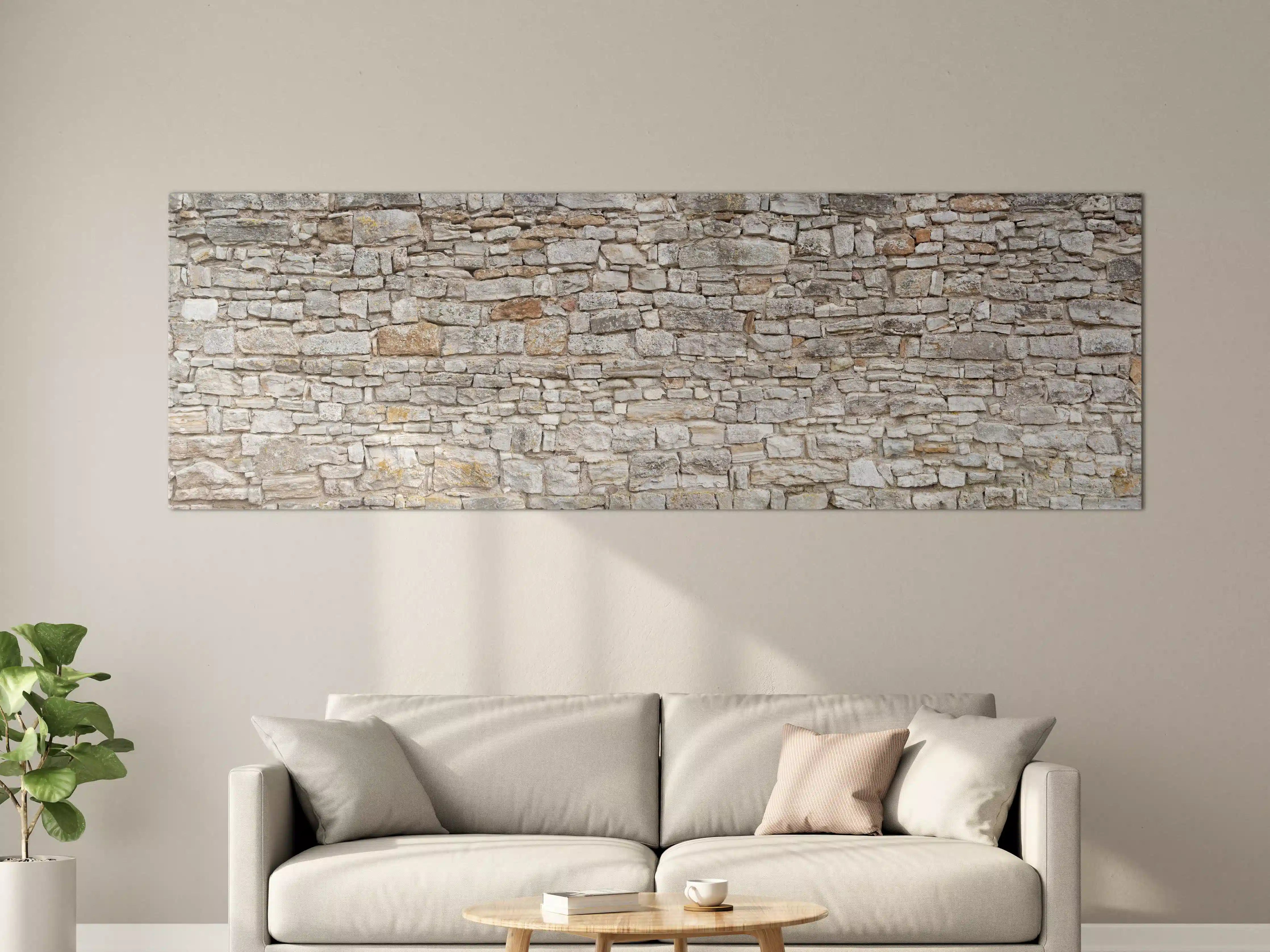 Große Wandbilder - Gräuliche alte Mauer aus groben Steinen