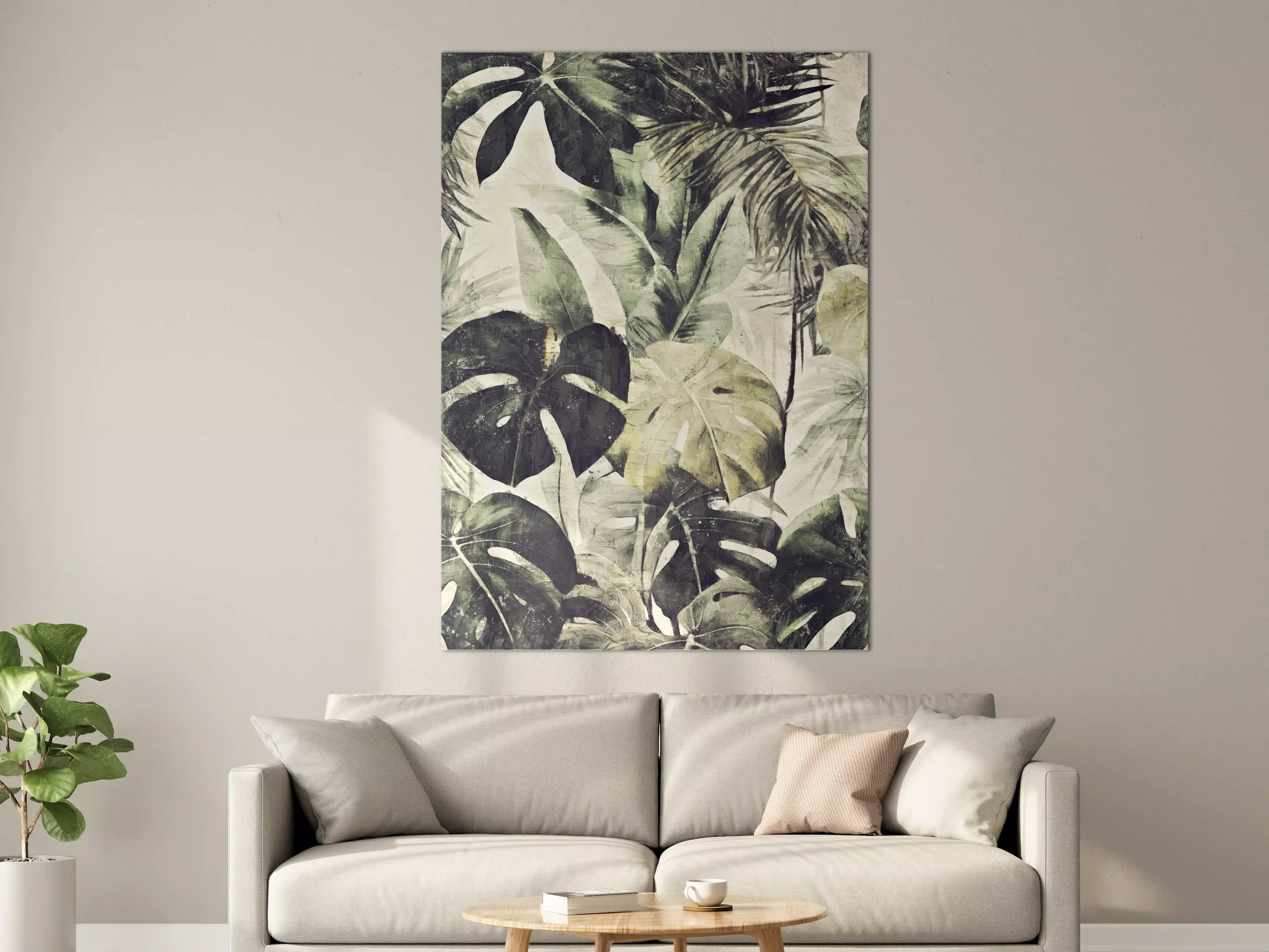 Große Wandbilder - Gräulicher Dschungel - Floral