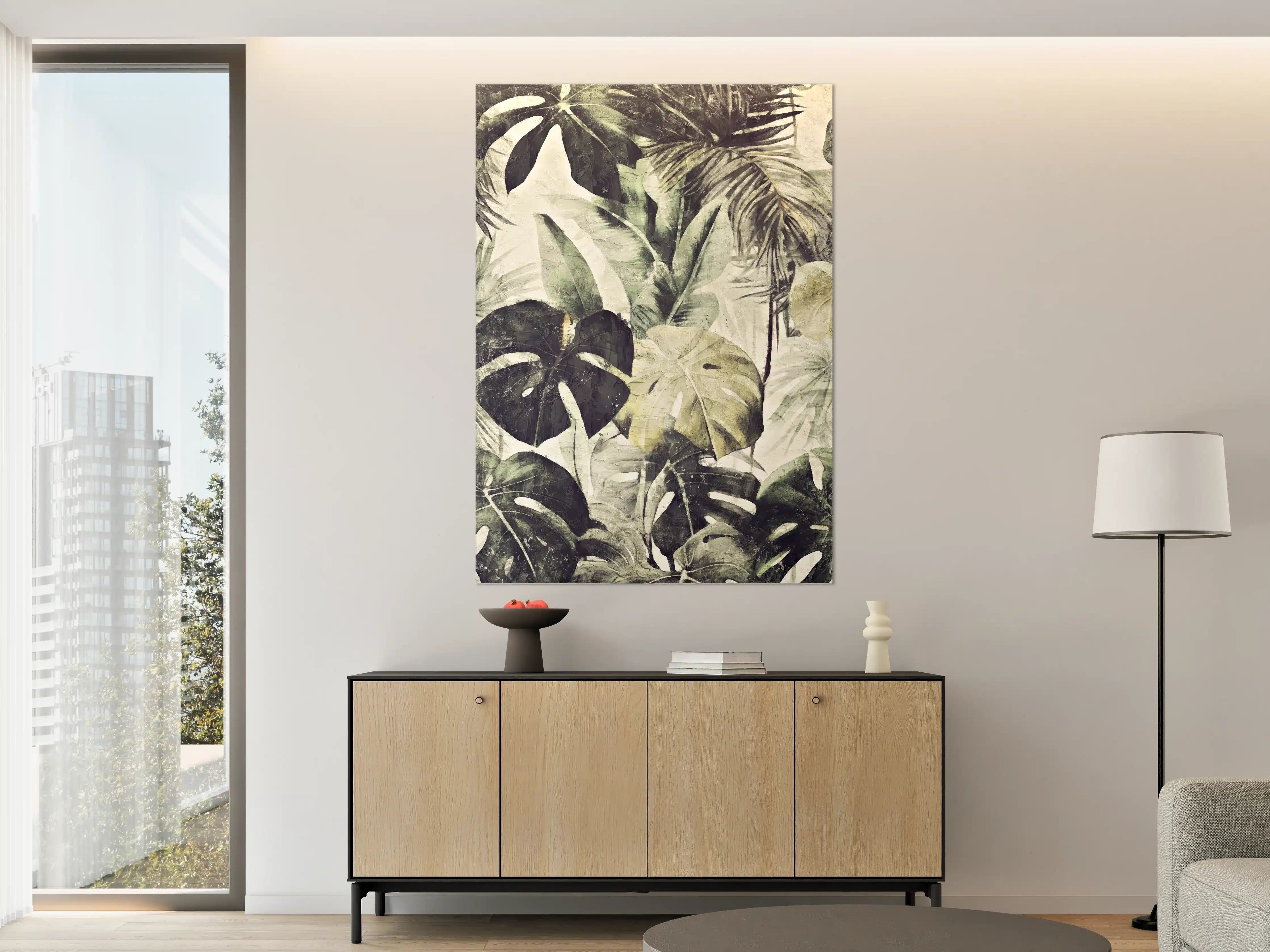 Große Wandbilder - Gräulicher Dschungel - Floral