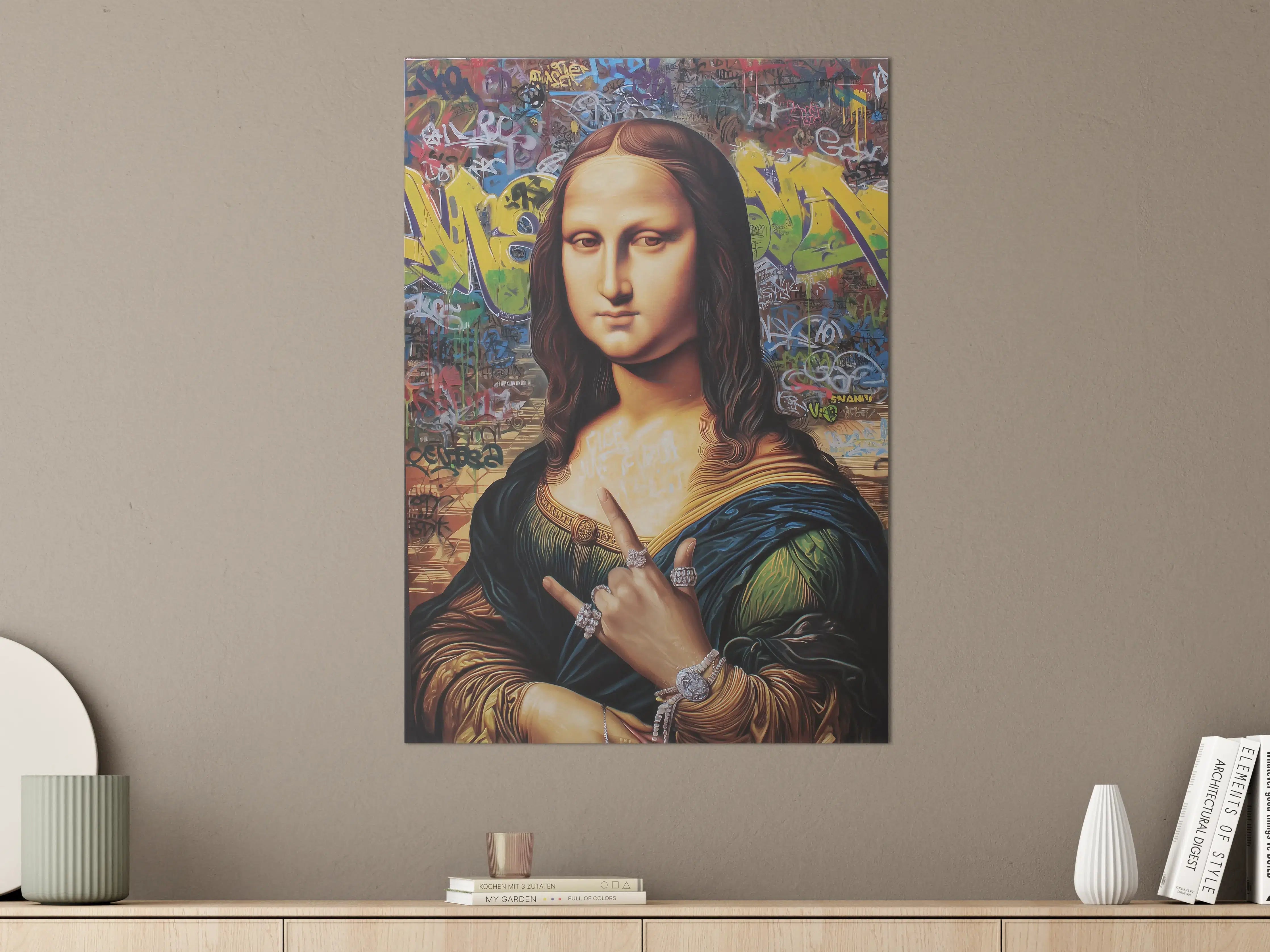 Große Wandbilder - Graffiti-Hintergrund mit Mona Lisa