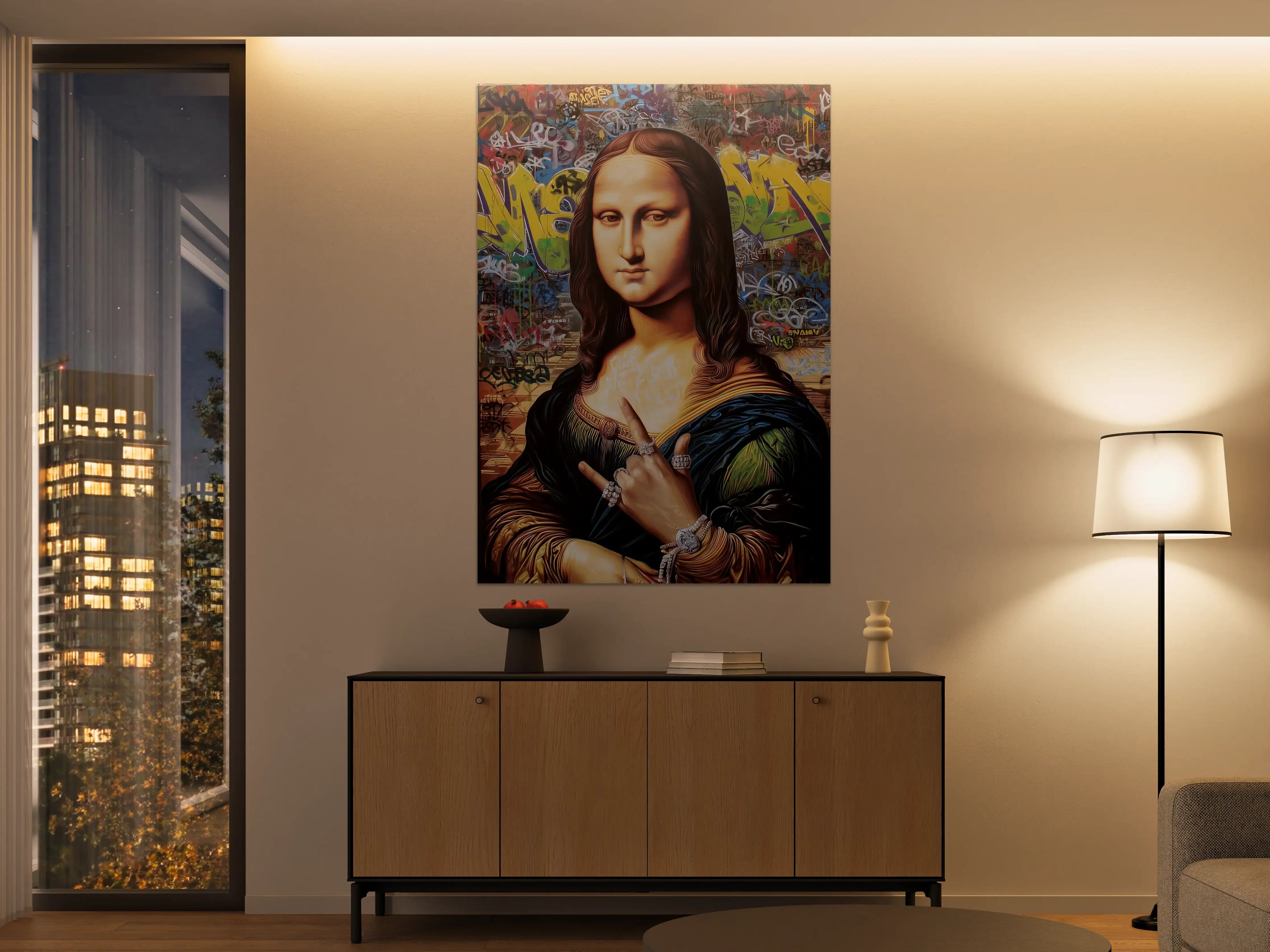 Große Wandbilder - Graffiti-Hintergrund mit Mona Lisa