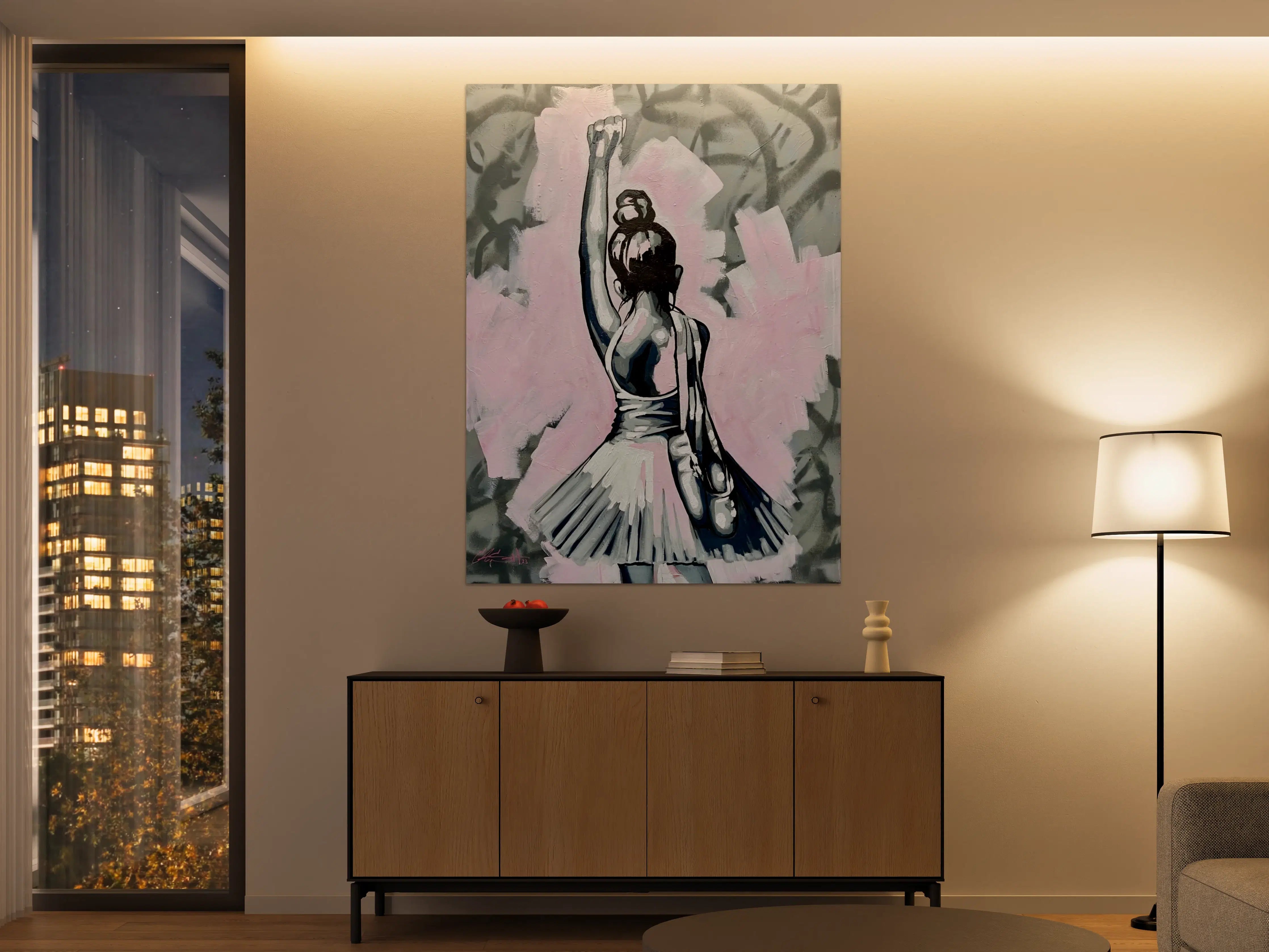Große Wandbilder - Graffiti-Kunst von Tanzender Frau