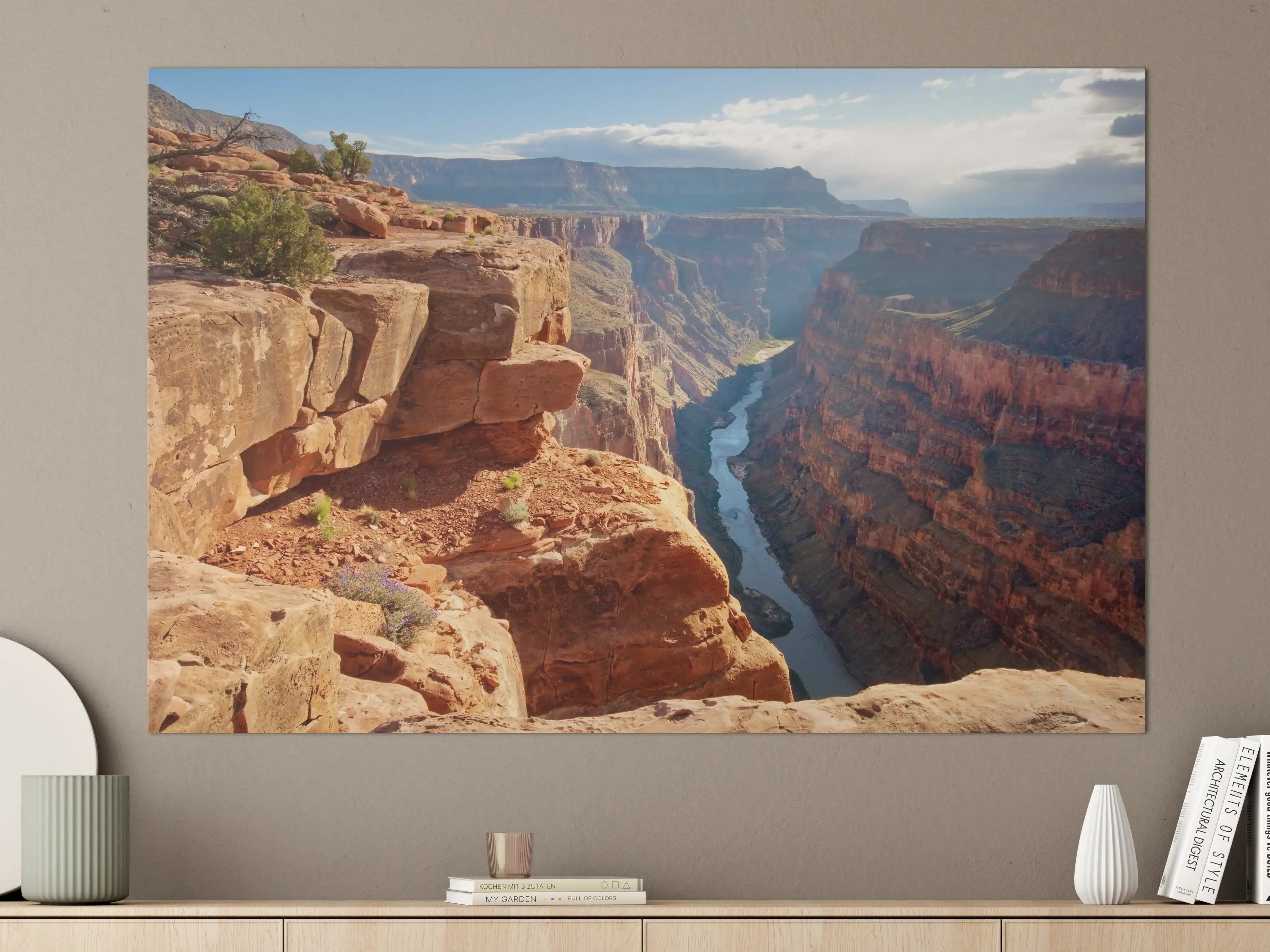 Große Wandbilder - Grand Canyon mit Fluss und rotem Gestein