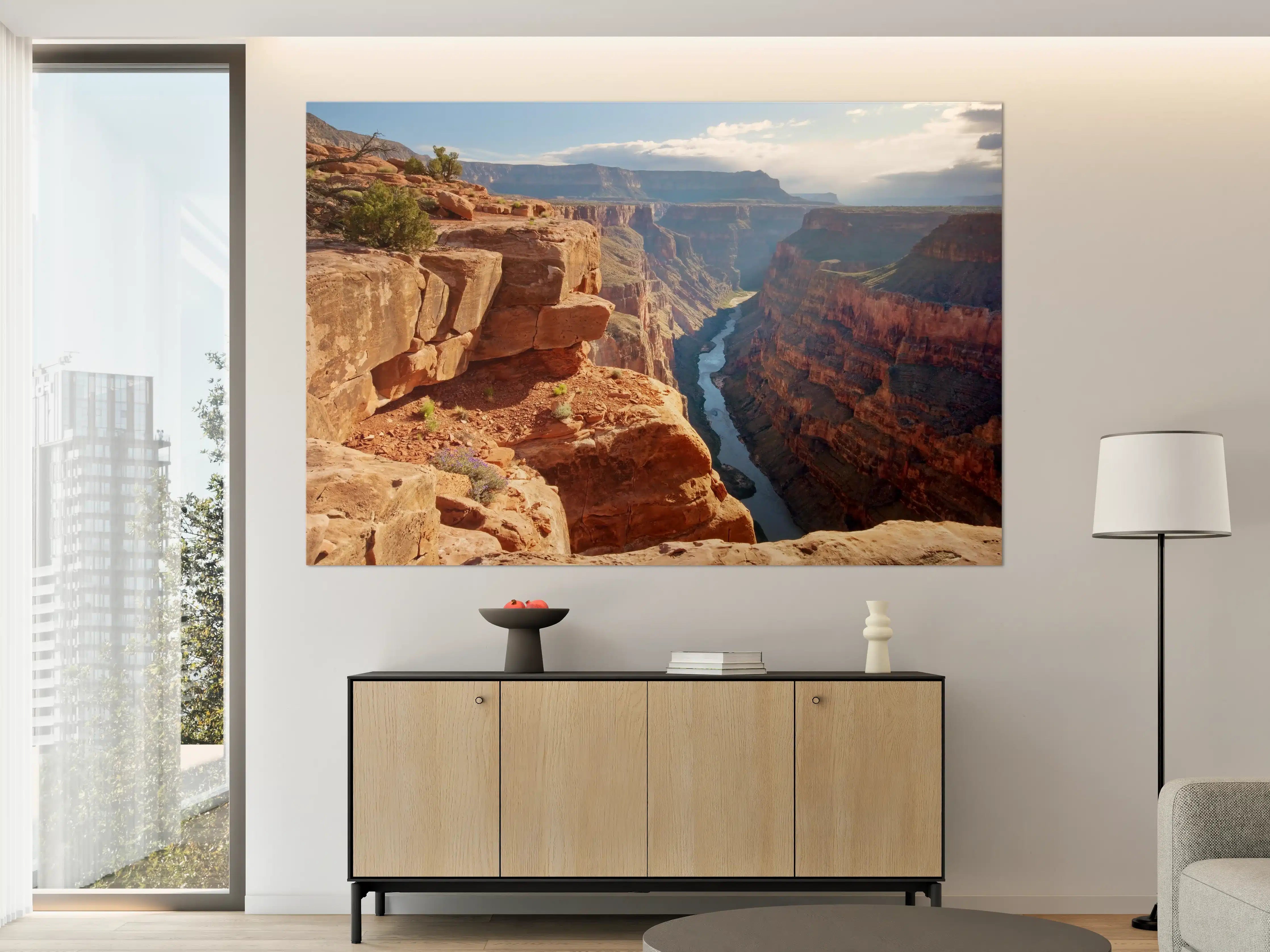 Große Wandbilder - Grand Canyon mit Fluss und rotem Gestein