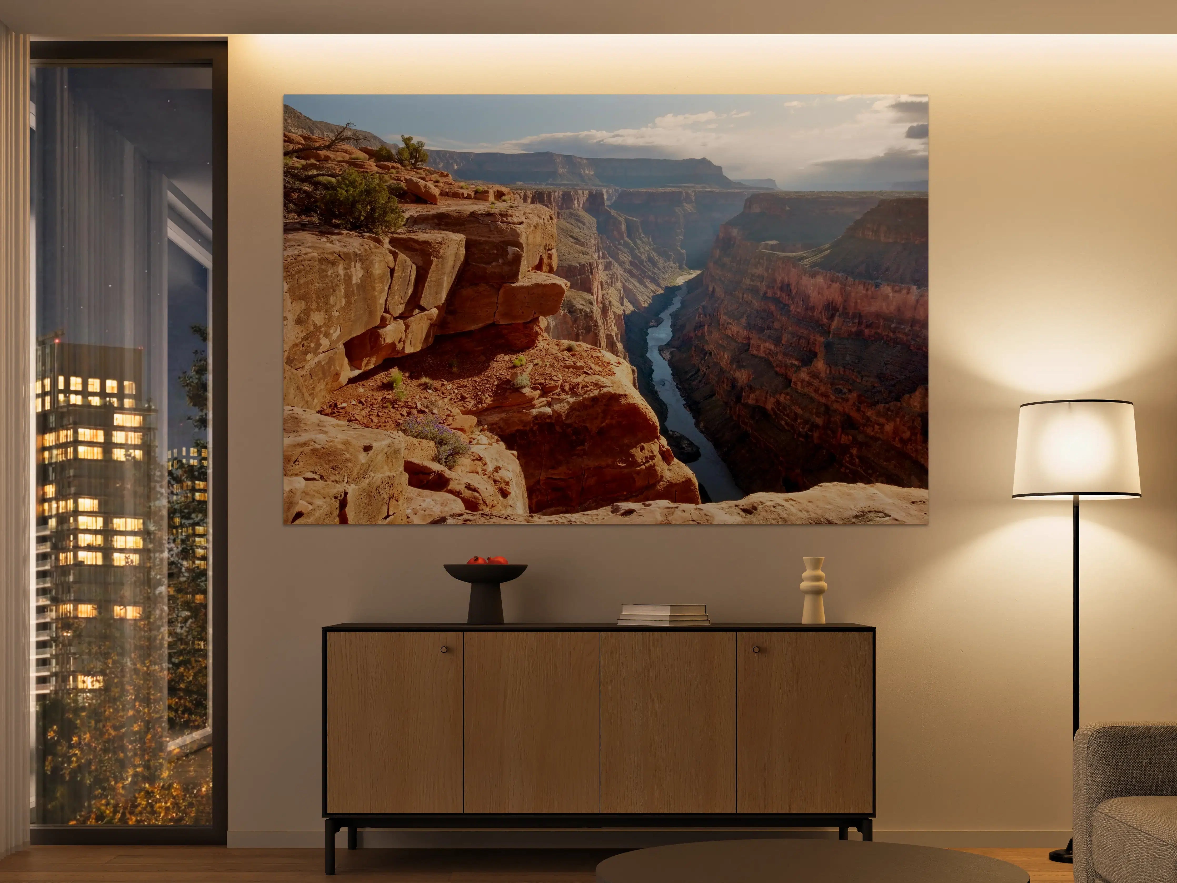 Große Wandbilder - Grand Canyon mit Fluss und rotem Gestein