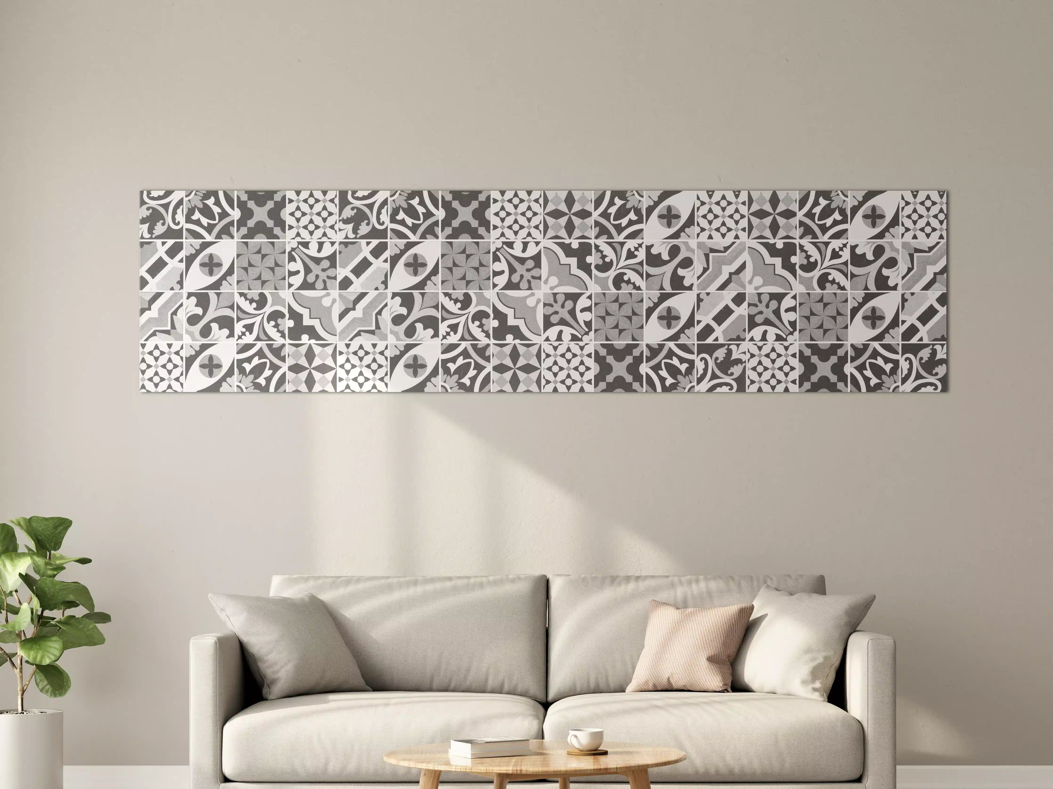Große Wandbilder - Grau-Weiß Vintage Mosaik