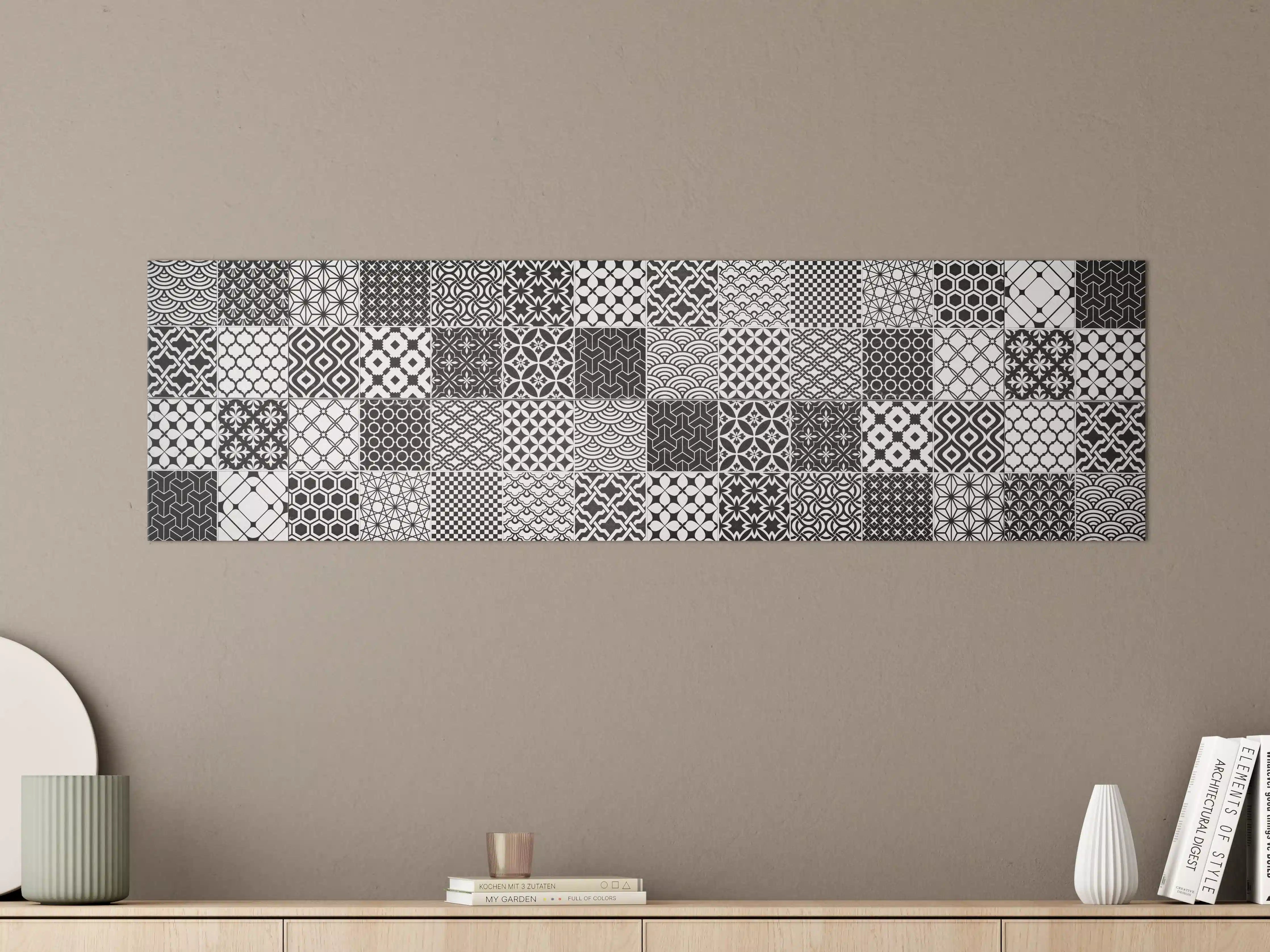 Große Wandbilder - Grau-Weiß geometrisch Mosaik