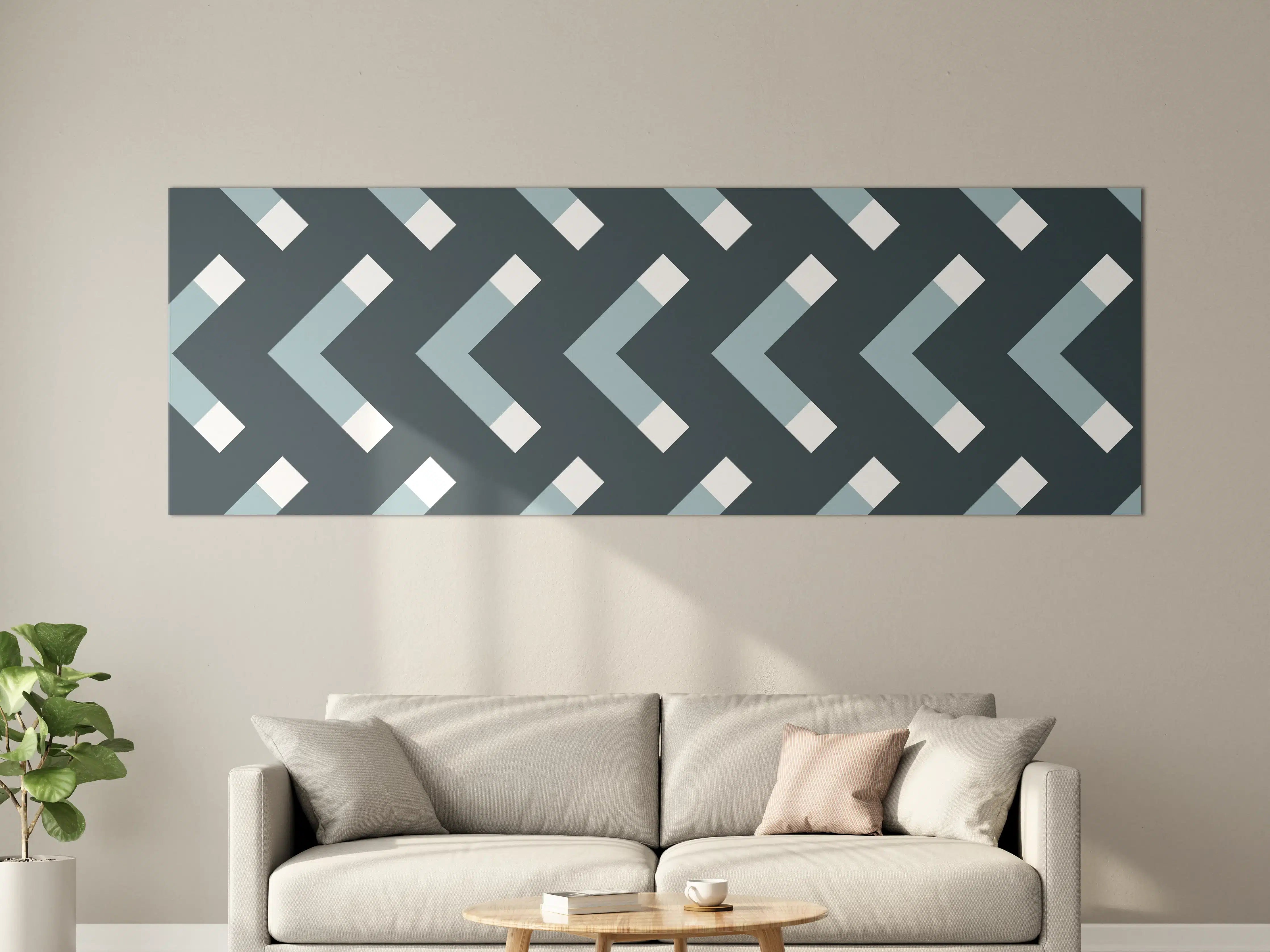 Große Wandbilder - Grau-Weißes Chevron Muster