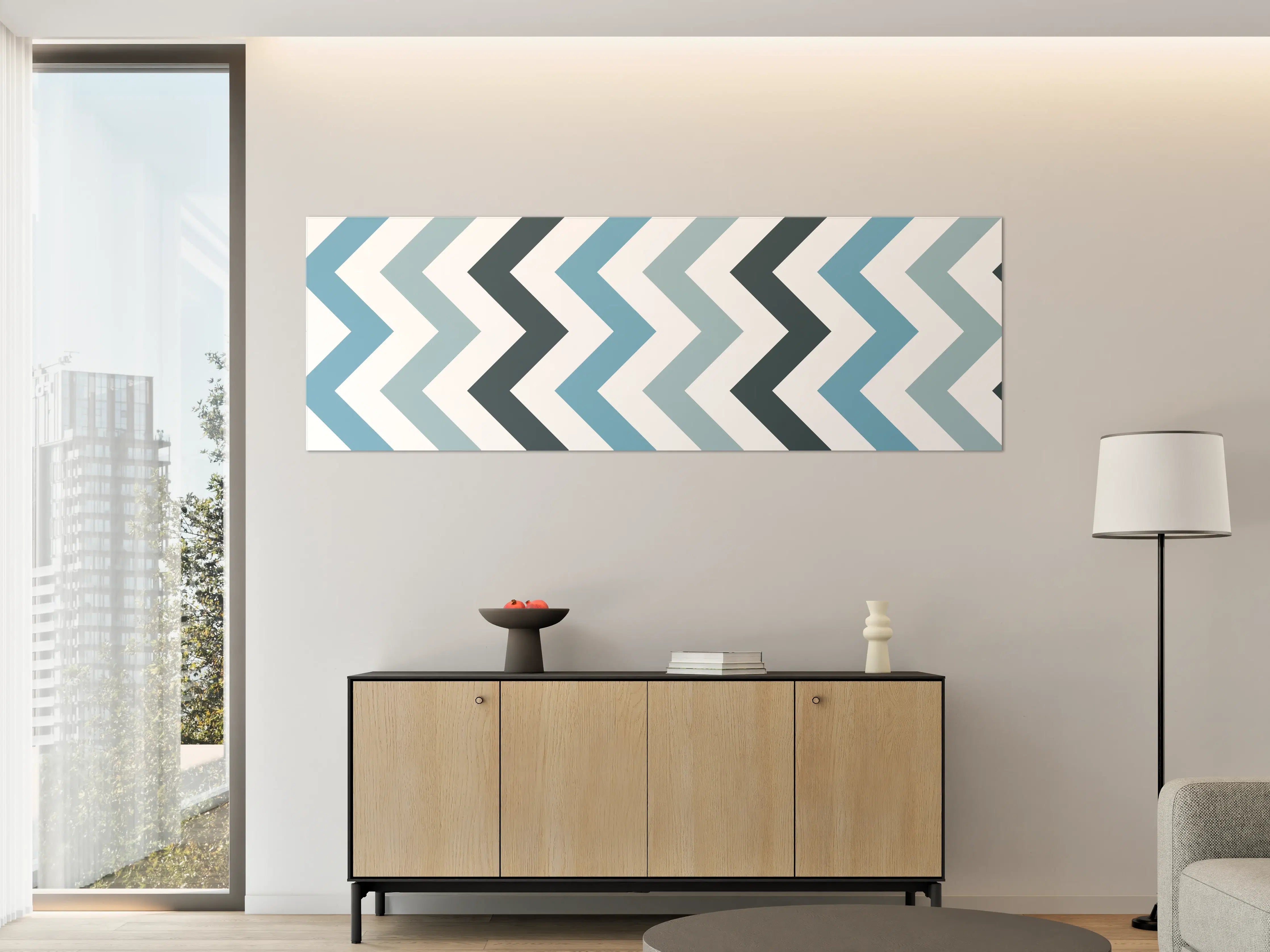 Große Wandbilder - Grau-Weißes Zick-Zack-Design