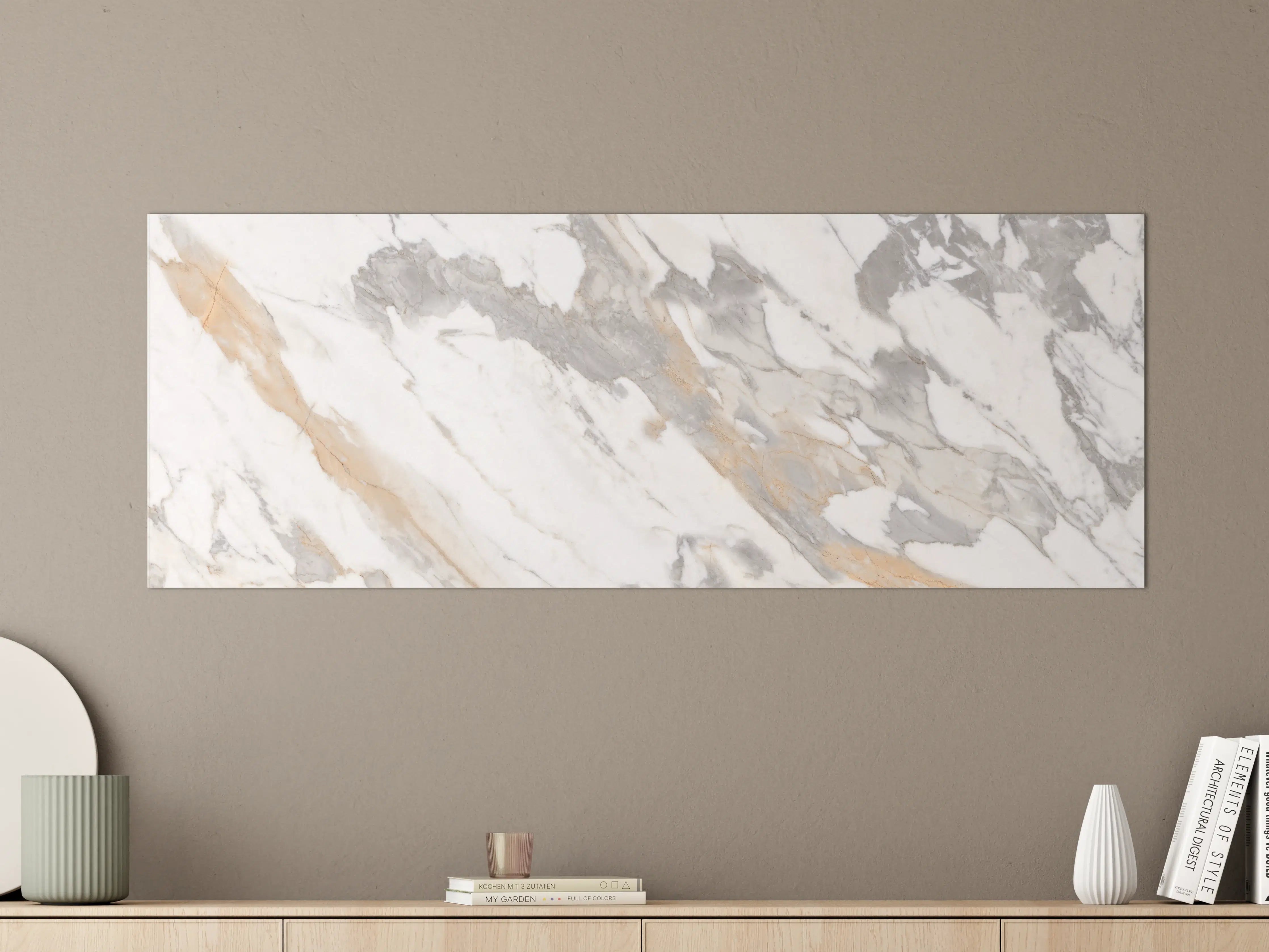 Große Wandbilder - Grau-beiger abstrakter Marmor