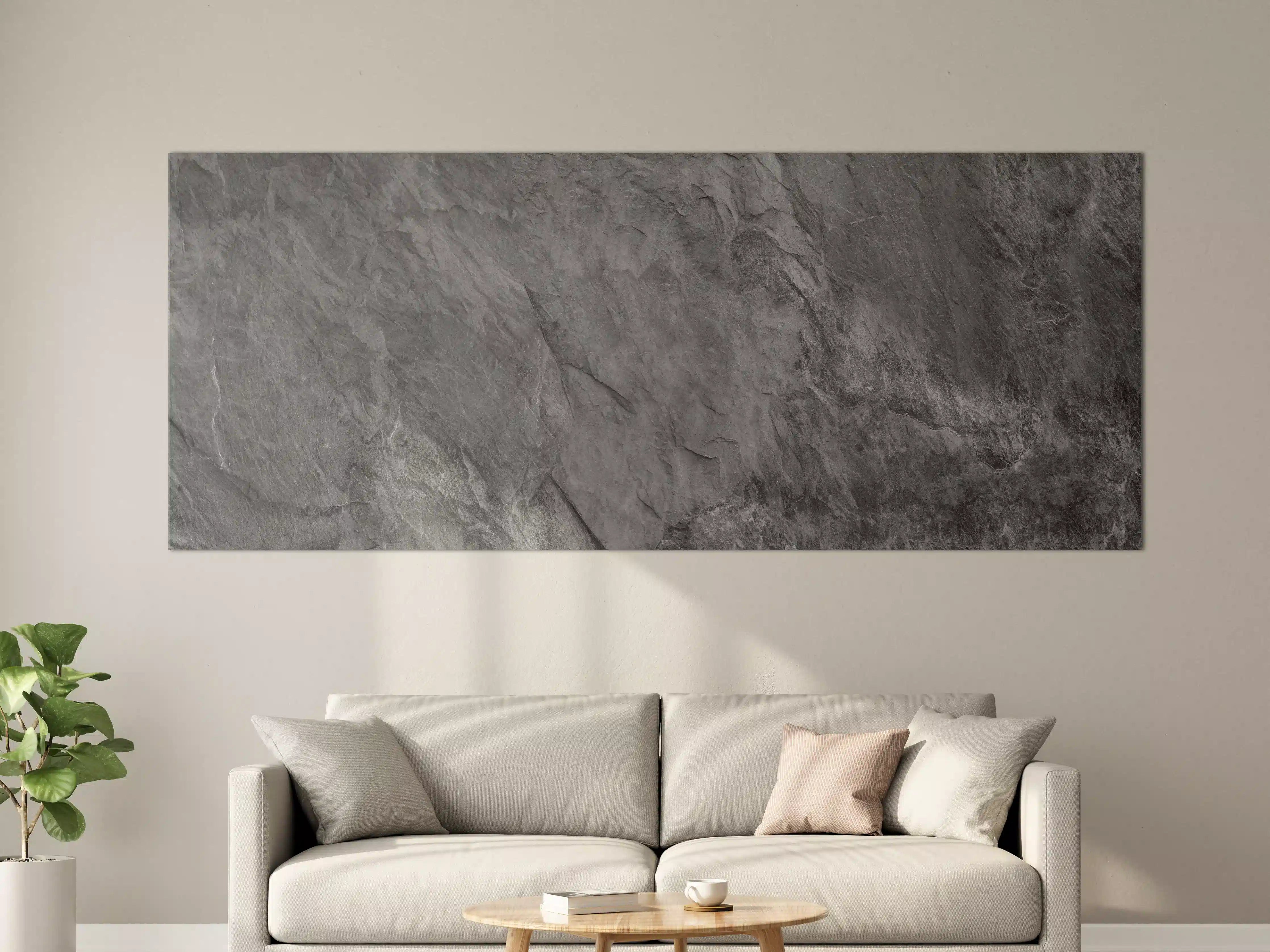 Große Wandbilder - Grau strukturierte Steindrucktapete