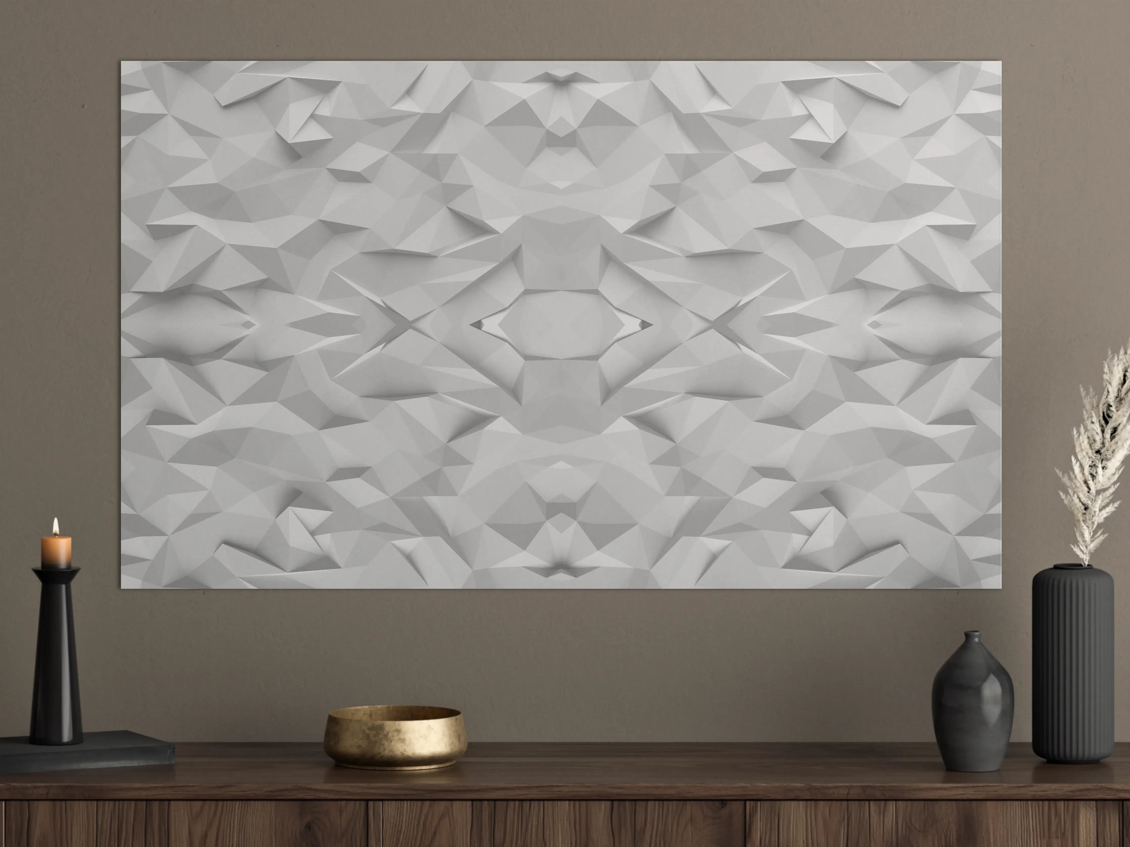 Große Wandbilder - Graue Akzente in Weiß: 3D Wanddesign