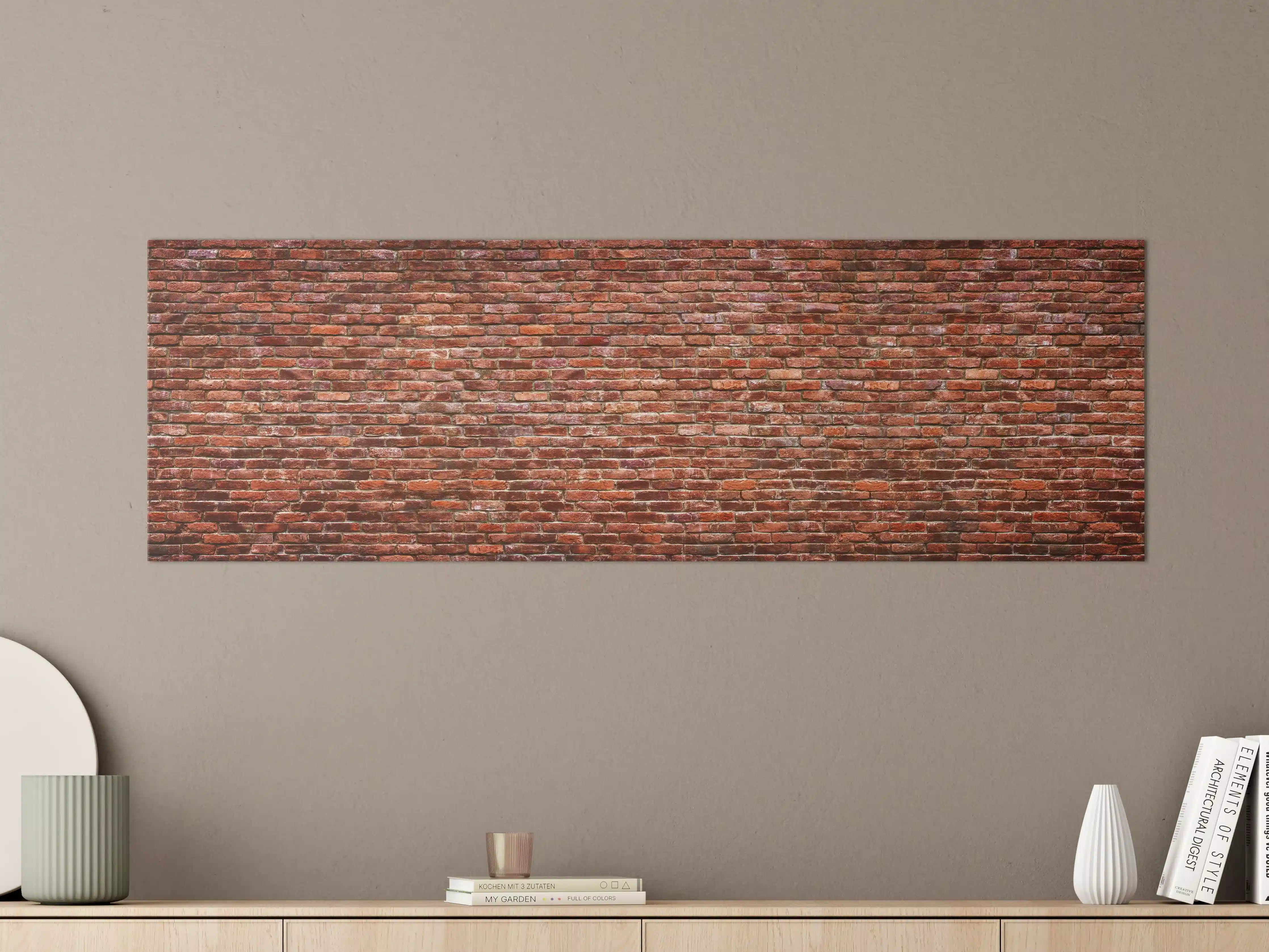 Große Wandbilder - Graue Backsteinwand im Weißlicht