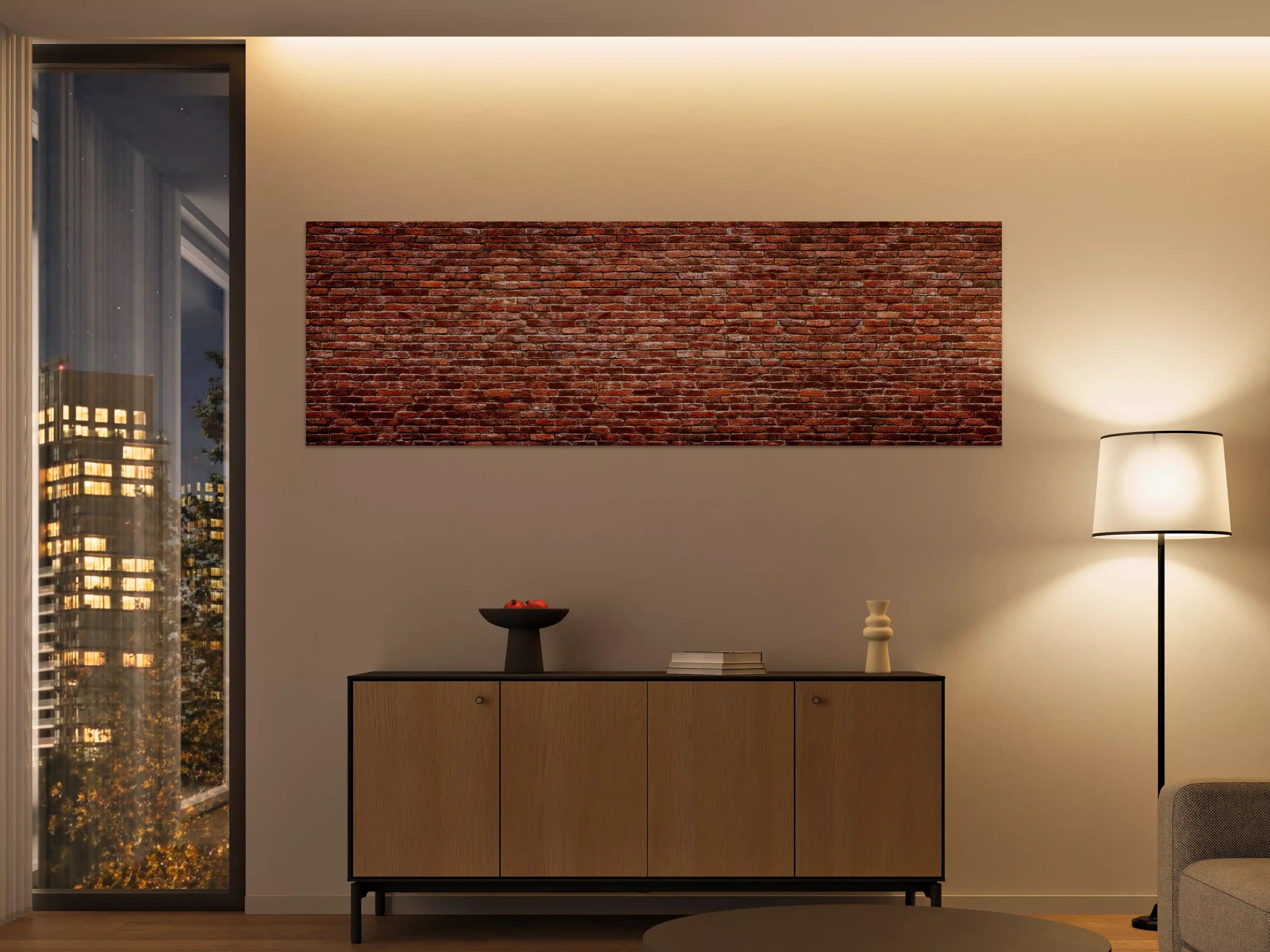 Große Wandbilder - Graue Backsteinwand im Weißlicht