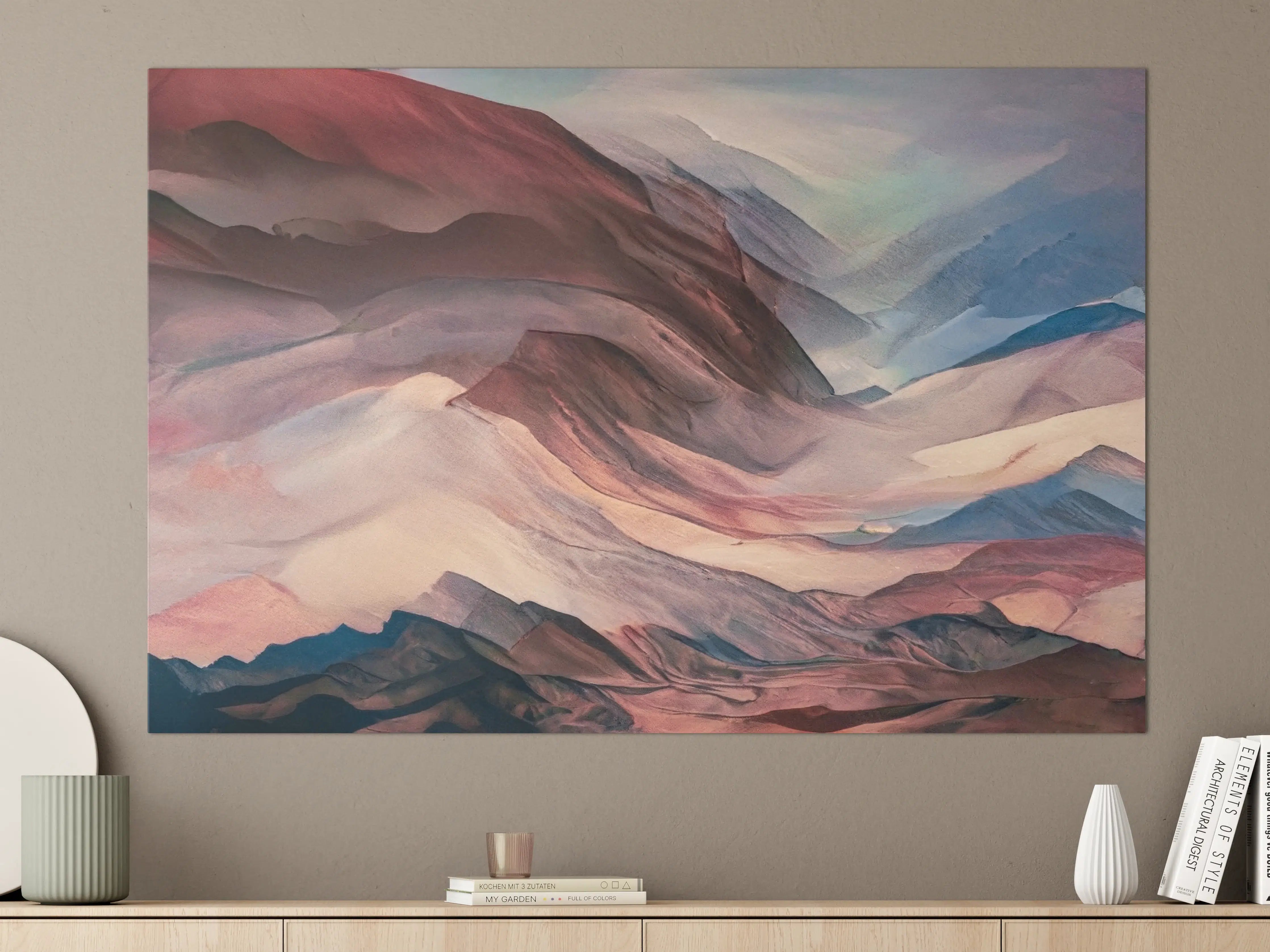 Große Wandbilder - Graue Berglandschaft in Pastell