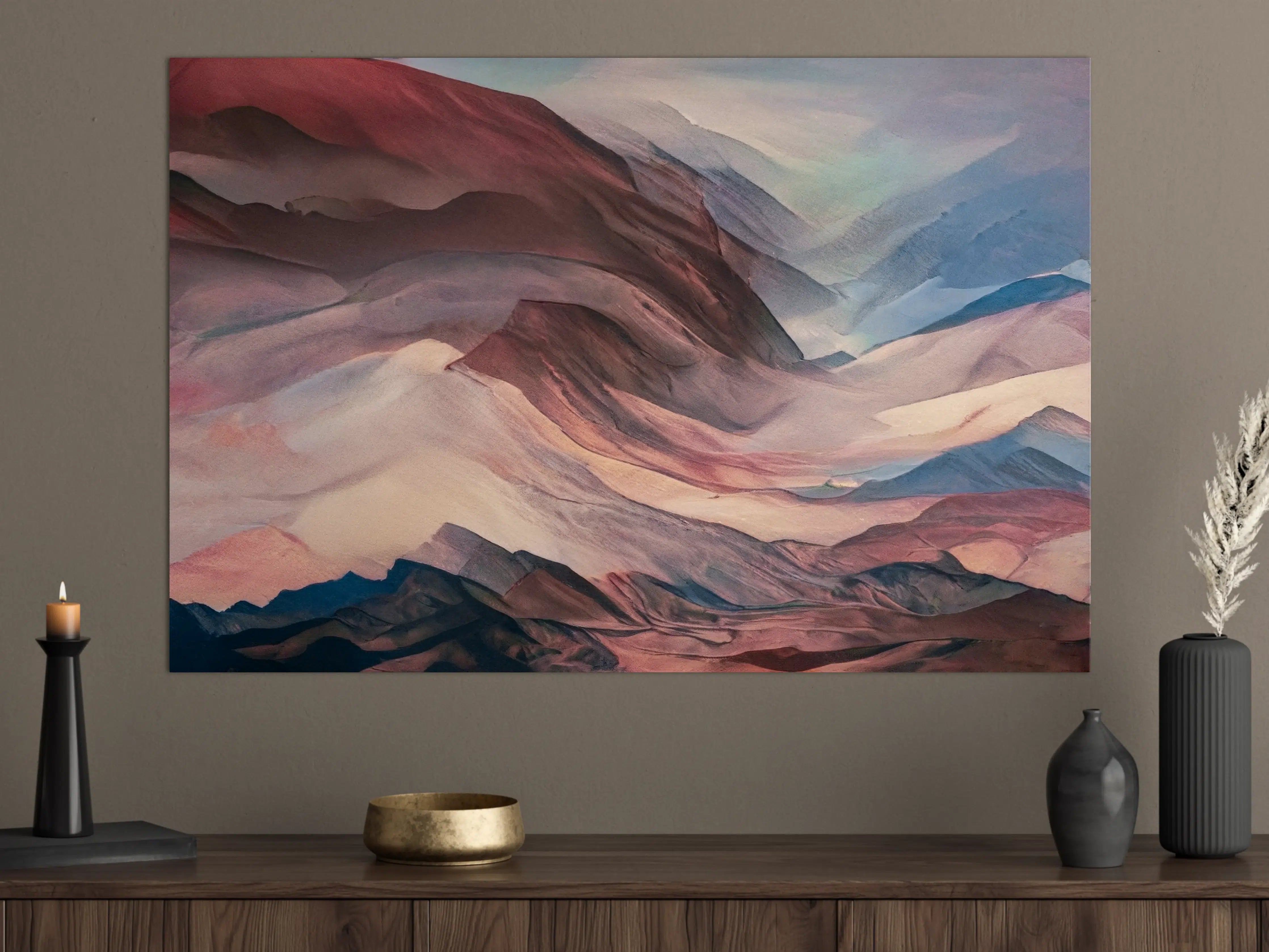 Große Wandbilder - Graue Berglandschaft in Pastell