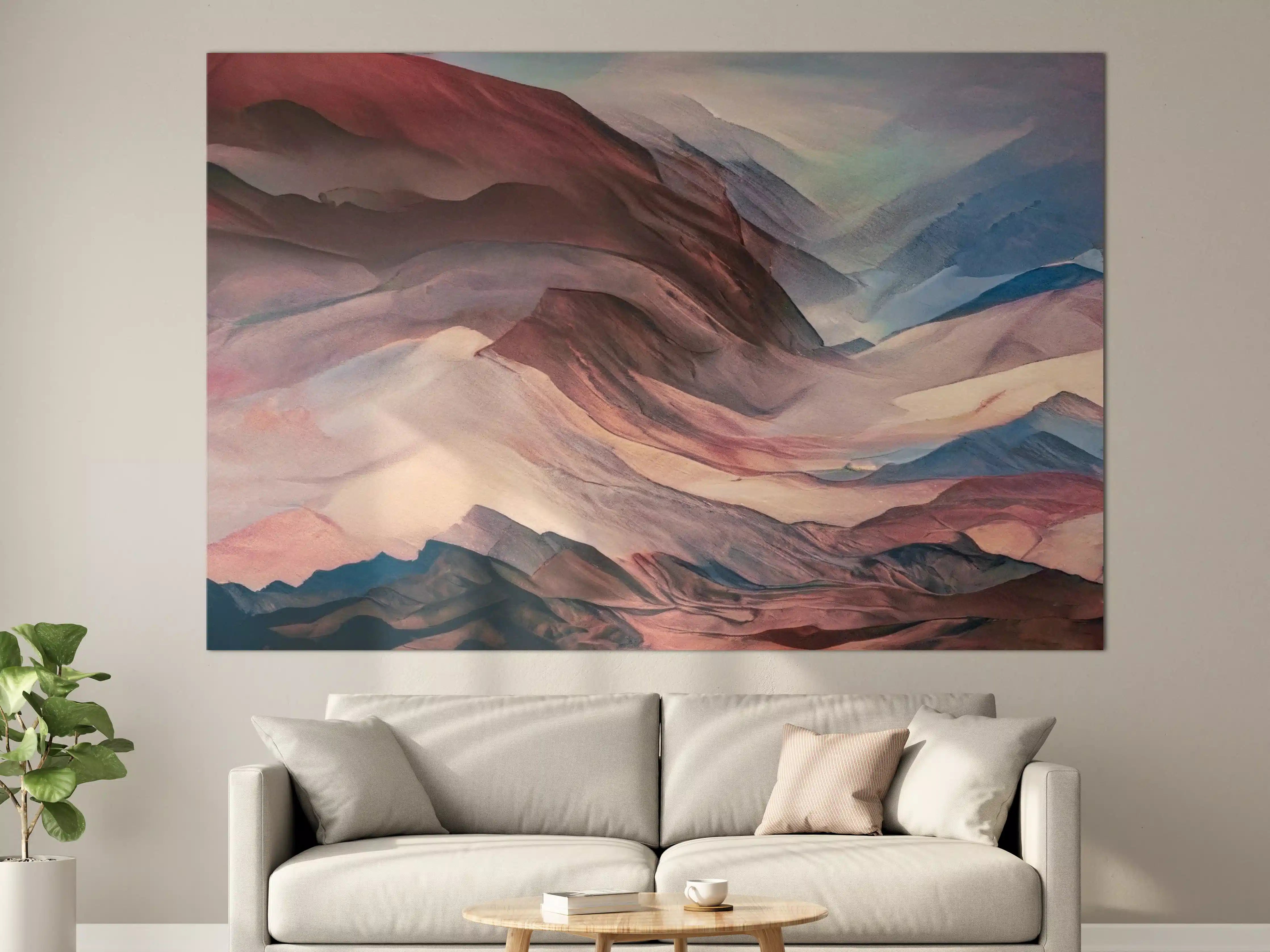 Große Wandbilder - Graue Berglandschaft in Pastell