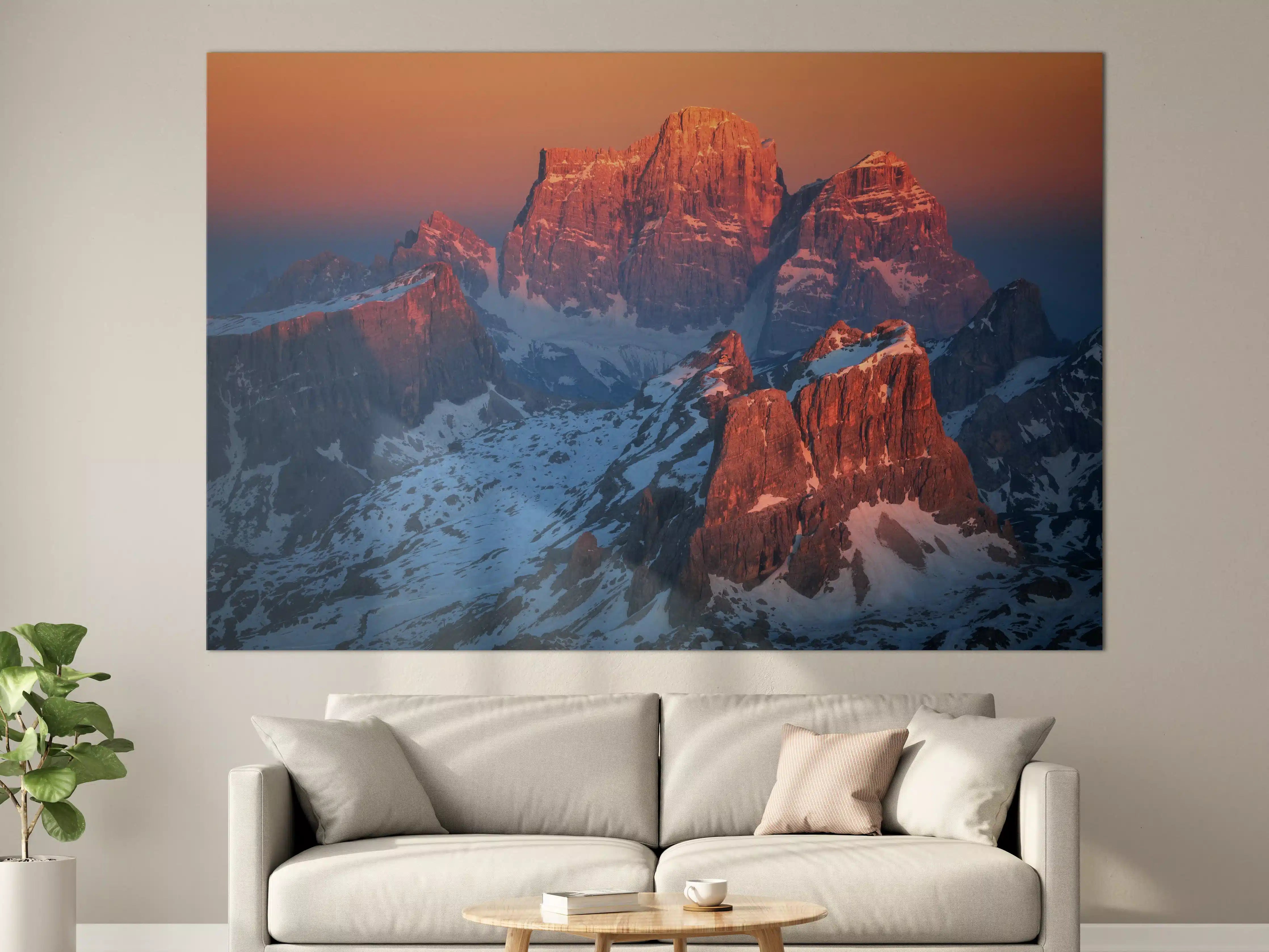 Große Wandbilder - Graue Bergsilhouette bei Abendlicht