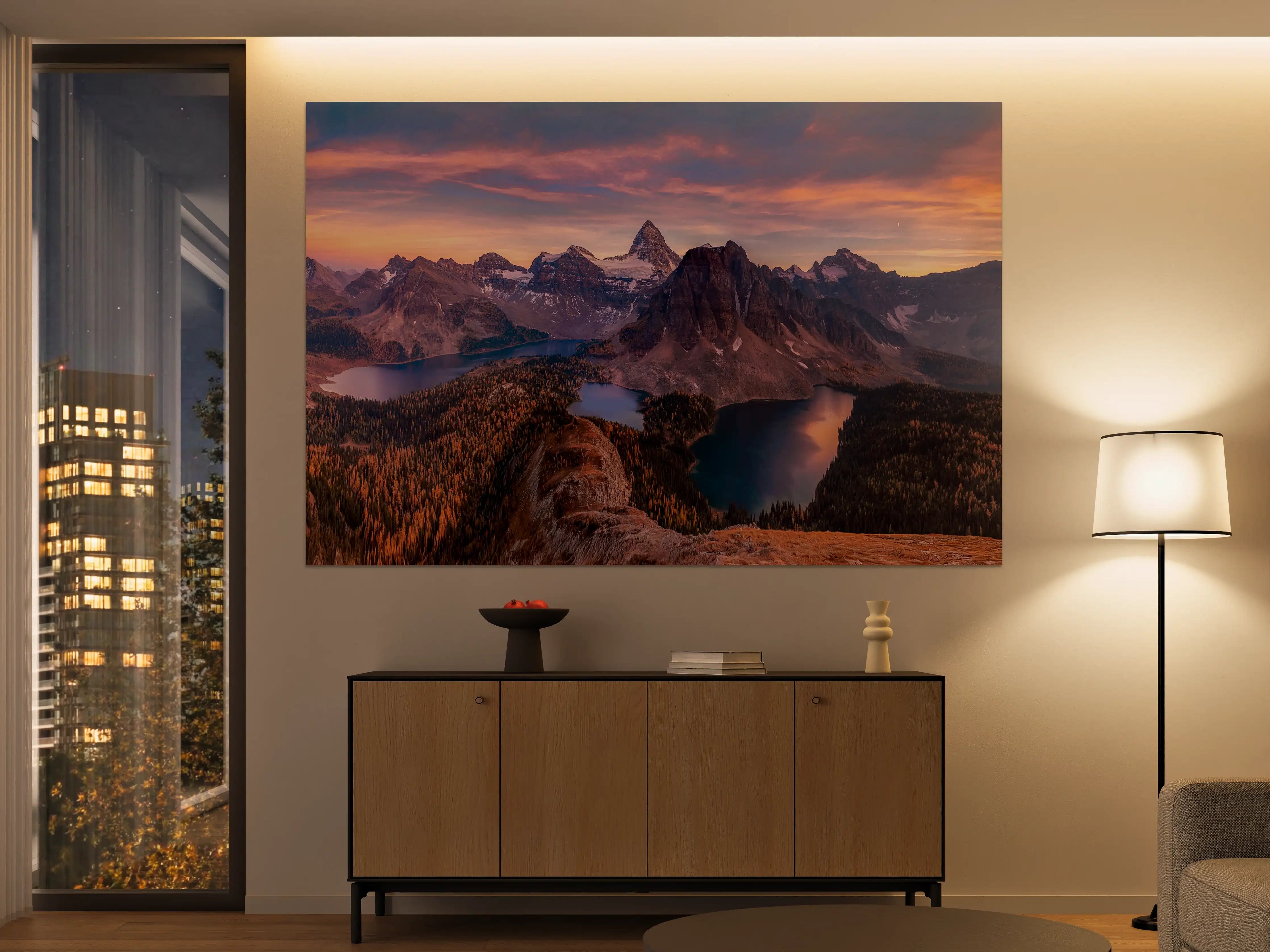 Große Wandbilder - Graue Bergspitzen im Abendlicht