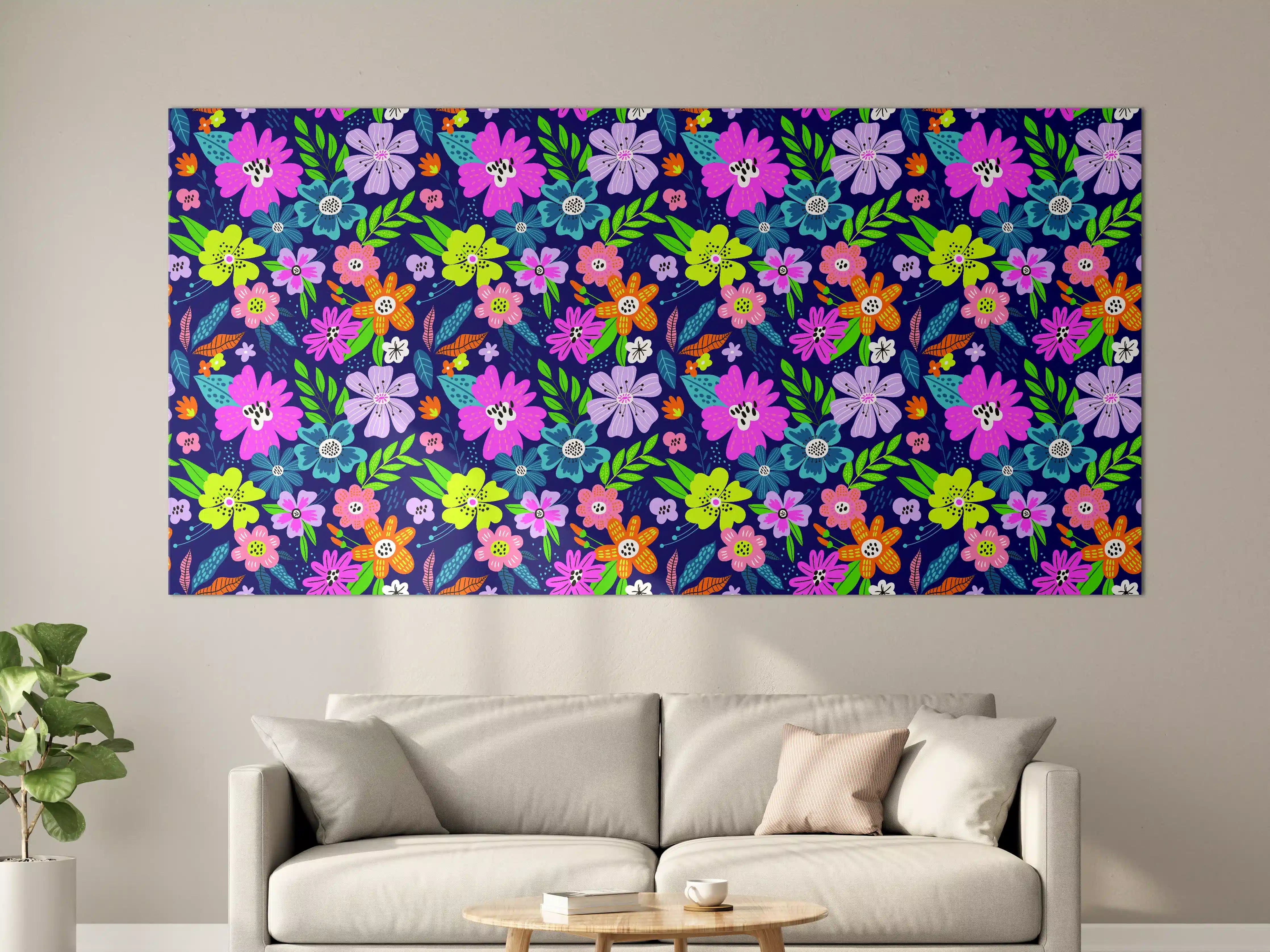 Große Wandbilder - Graue Blüten auf dunklem Grund