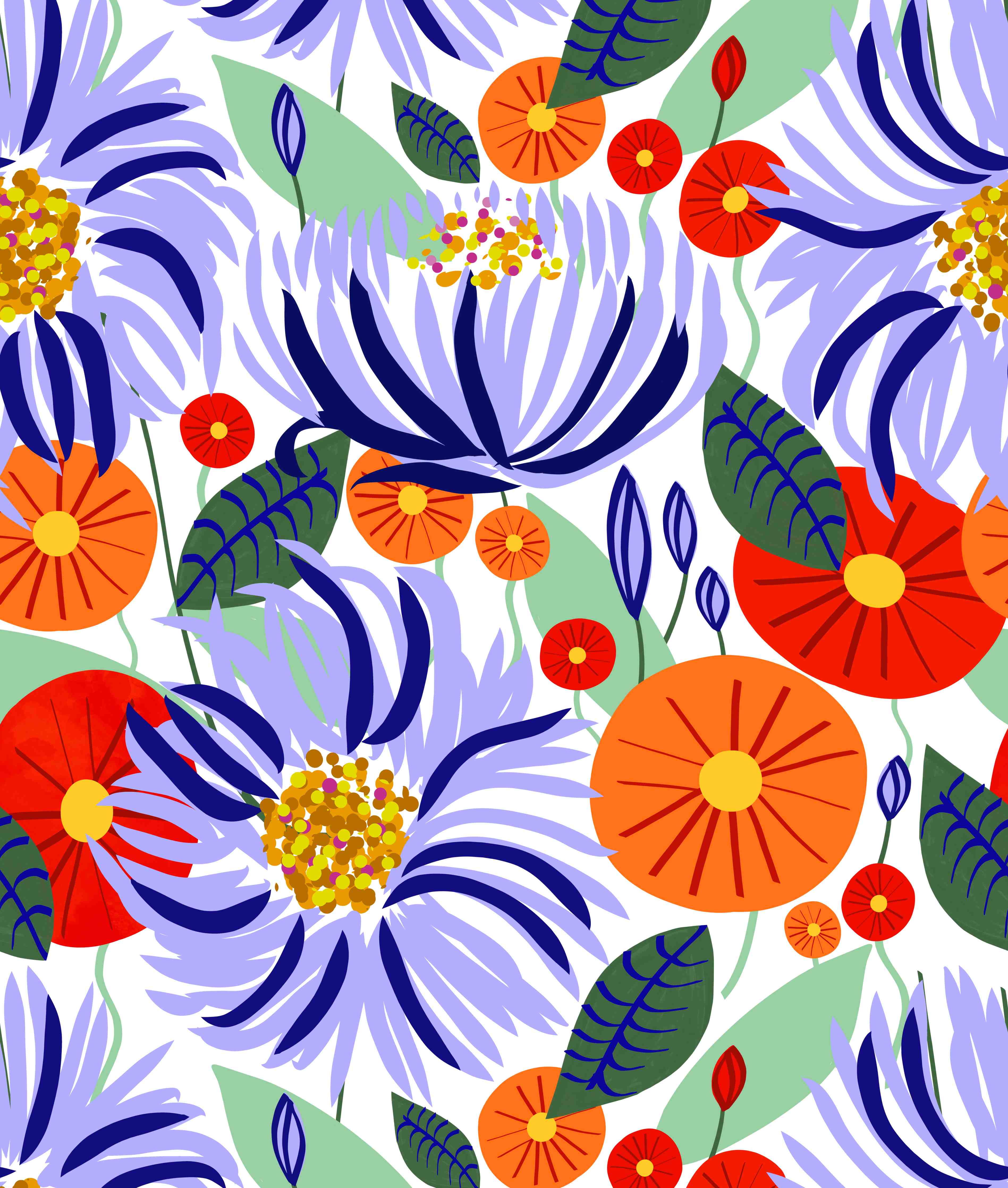 Große Wandbilder-Graue Blumen in leuchtenden Farben