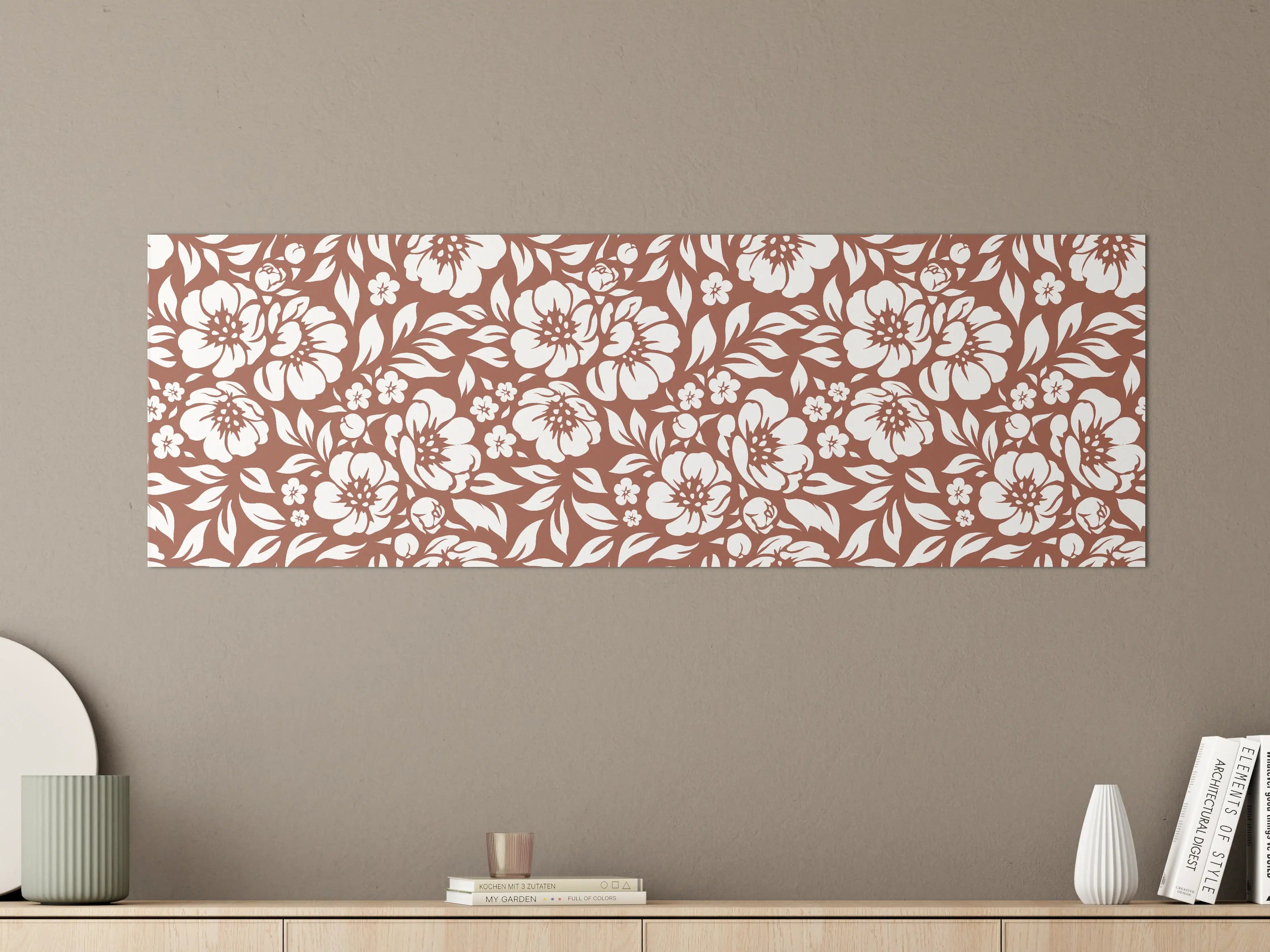 Große Wandbilder - Graue Blumenmuster in Beige