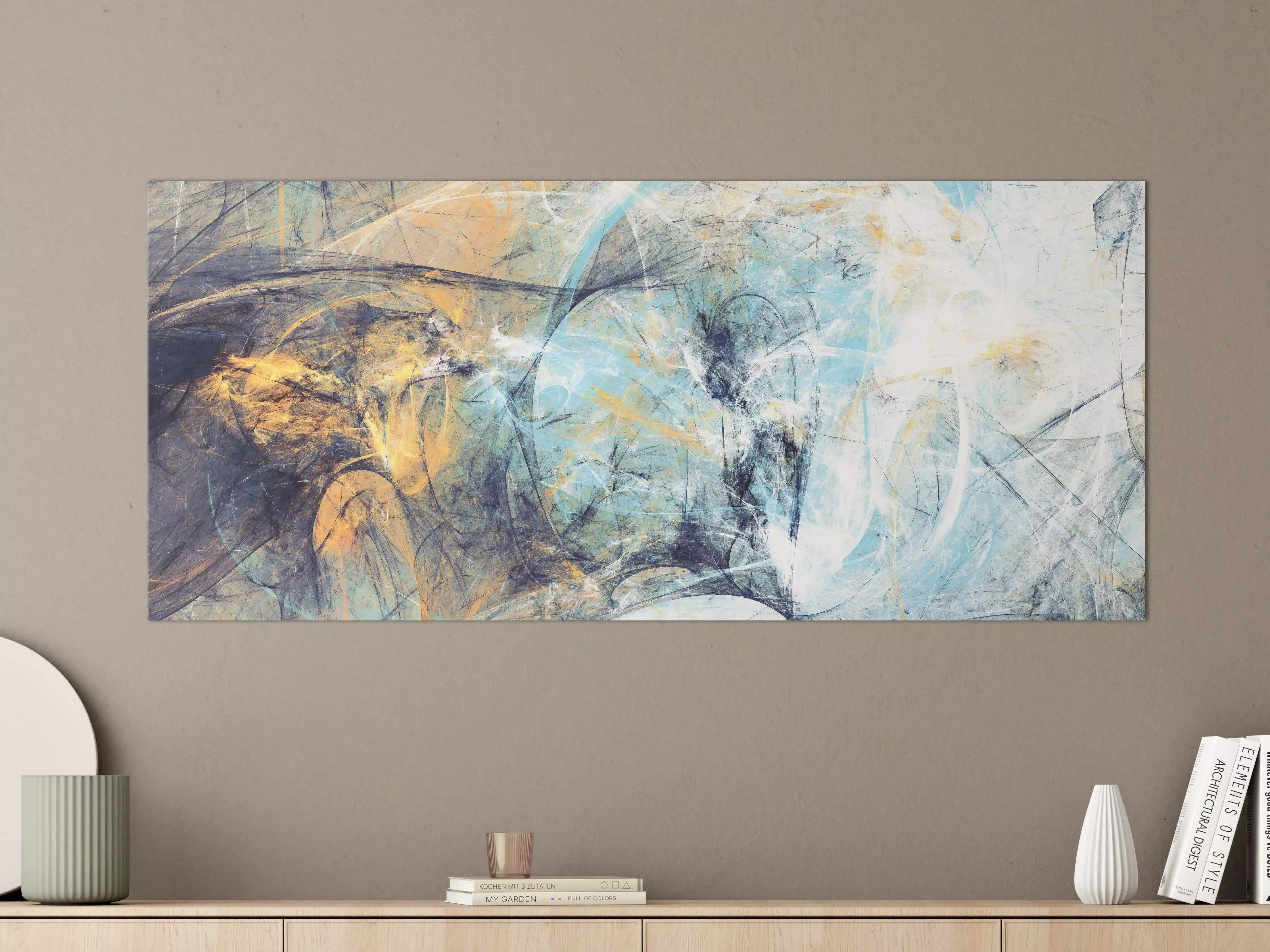 Große Wandbilder - Graue Eleganz in Blau und Gold