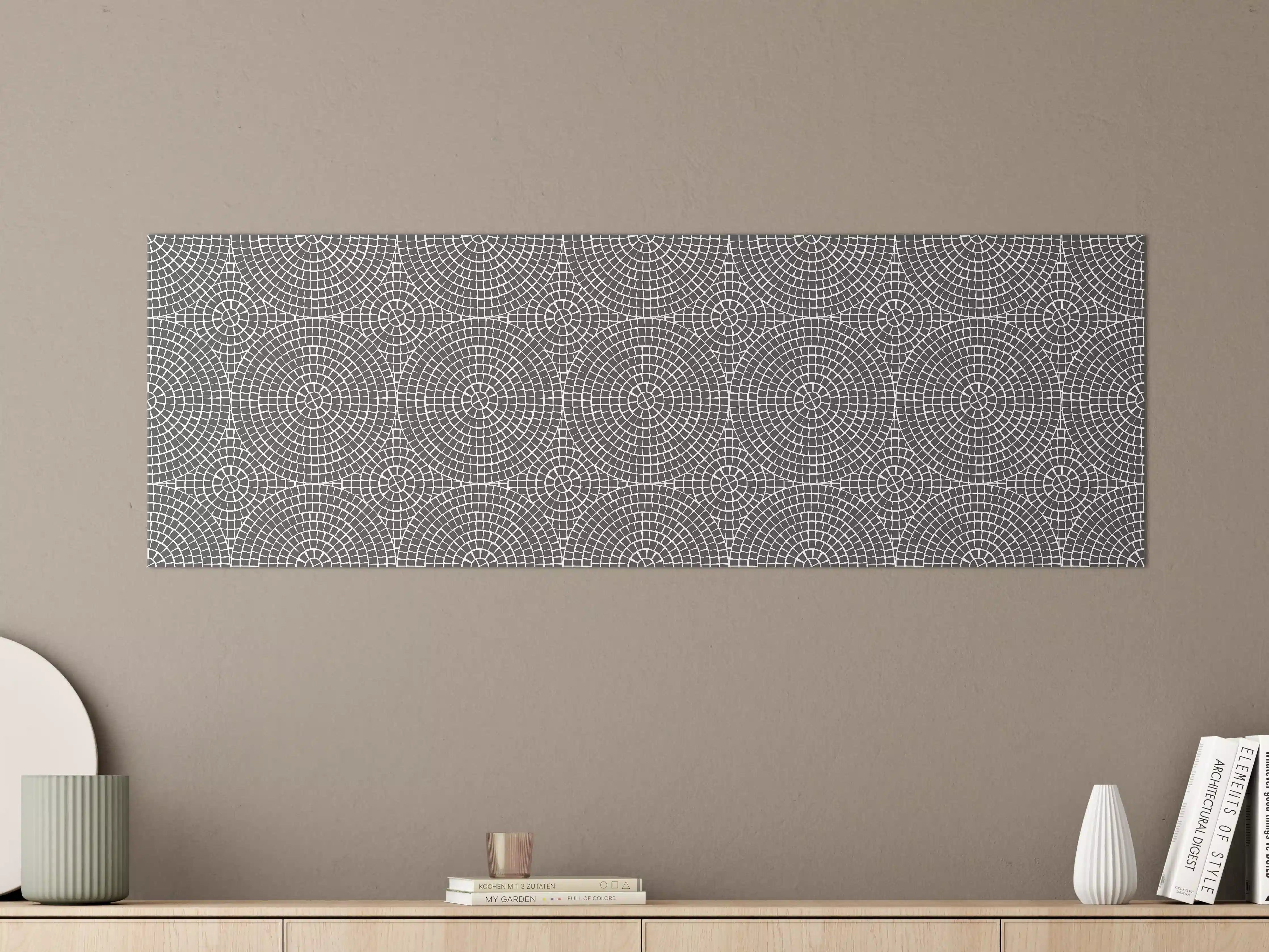 Große Wandbilder - Graue Eleganz: Weiße geometrische Muster