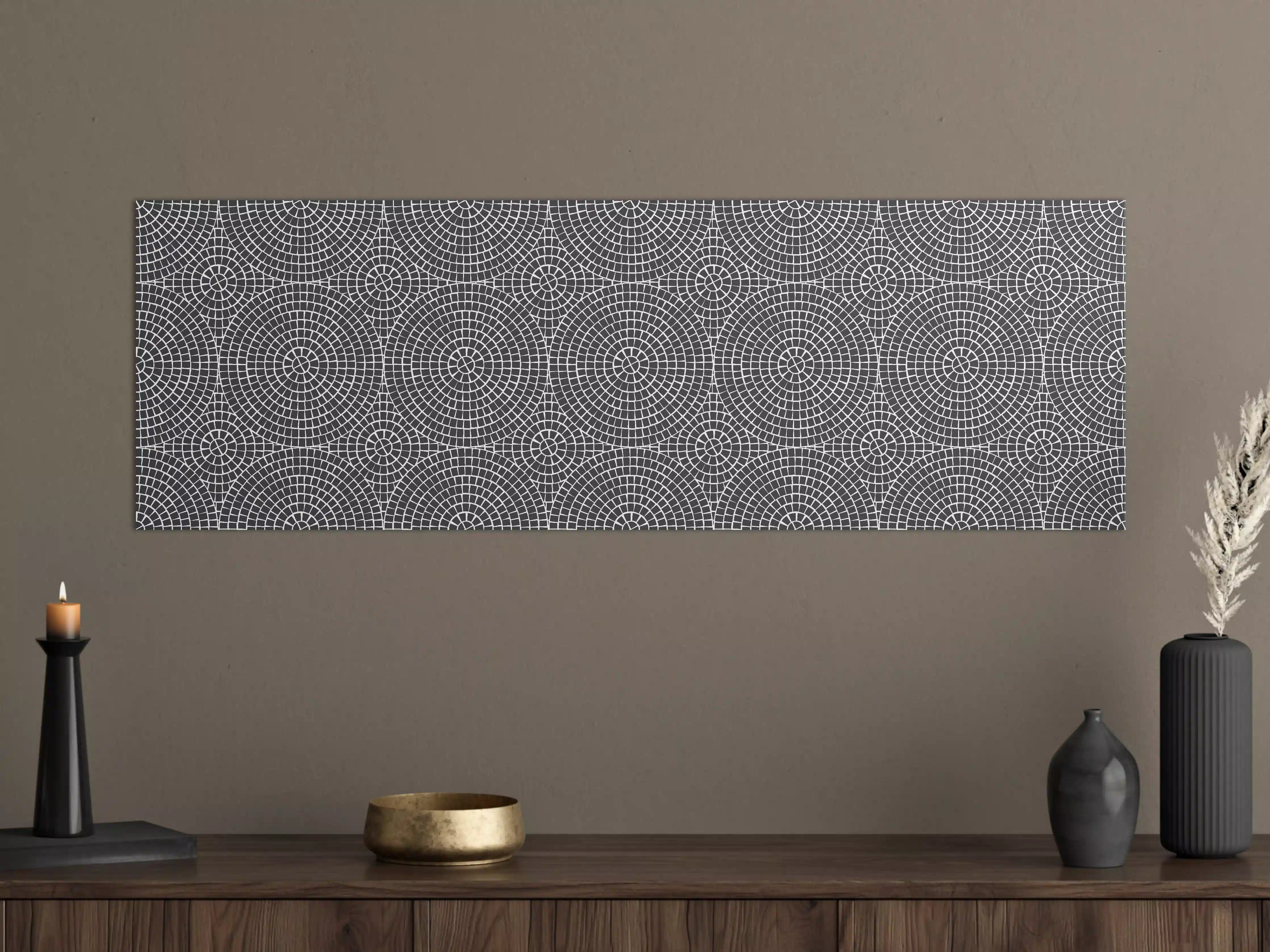 Große Wandbilder - Graue Eleganz: Weiße geometrische Muster