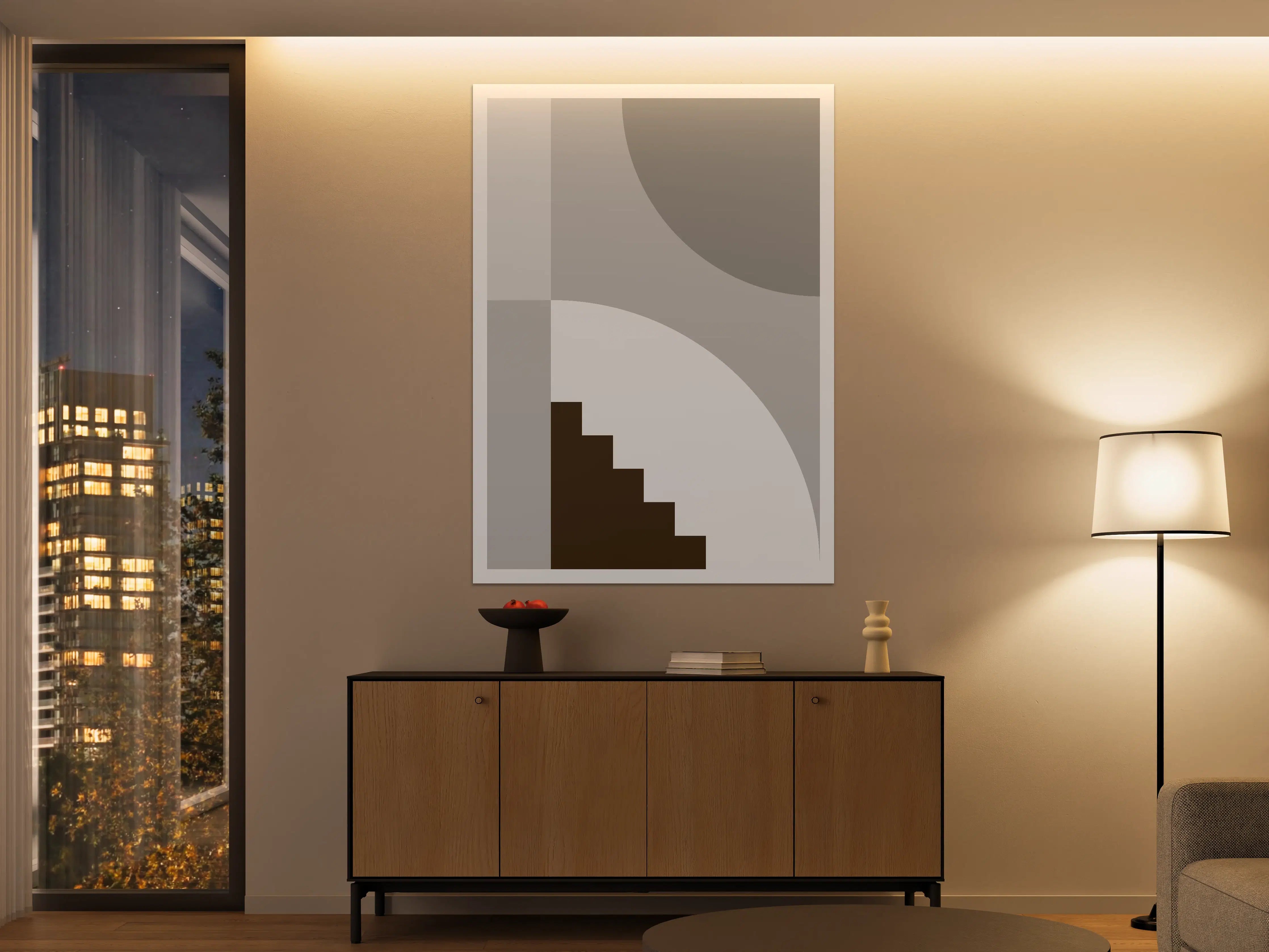 Große Wandbilder - Graue Geometrie für Wandkunst
