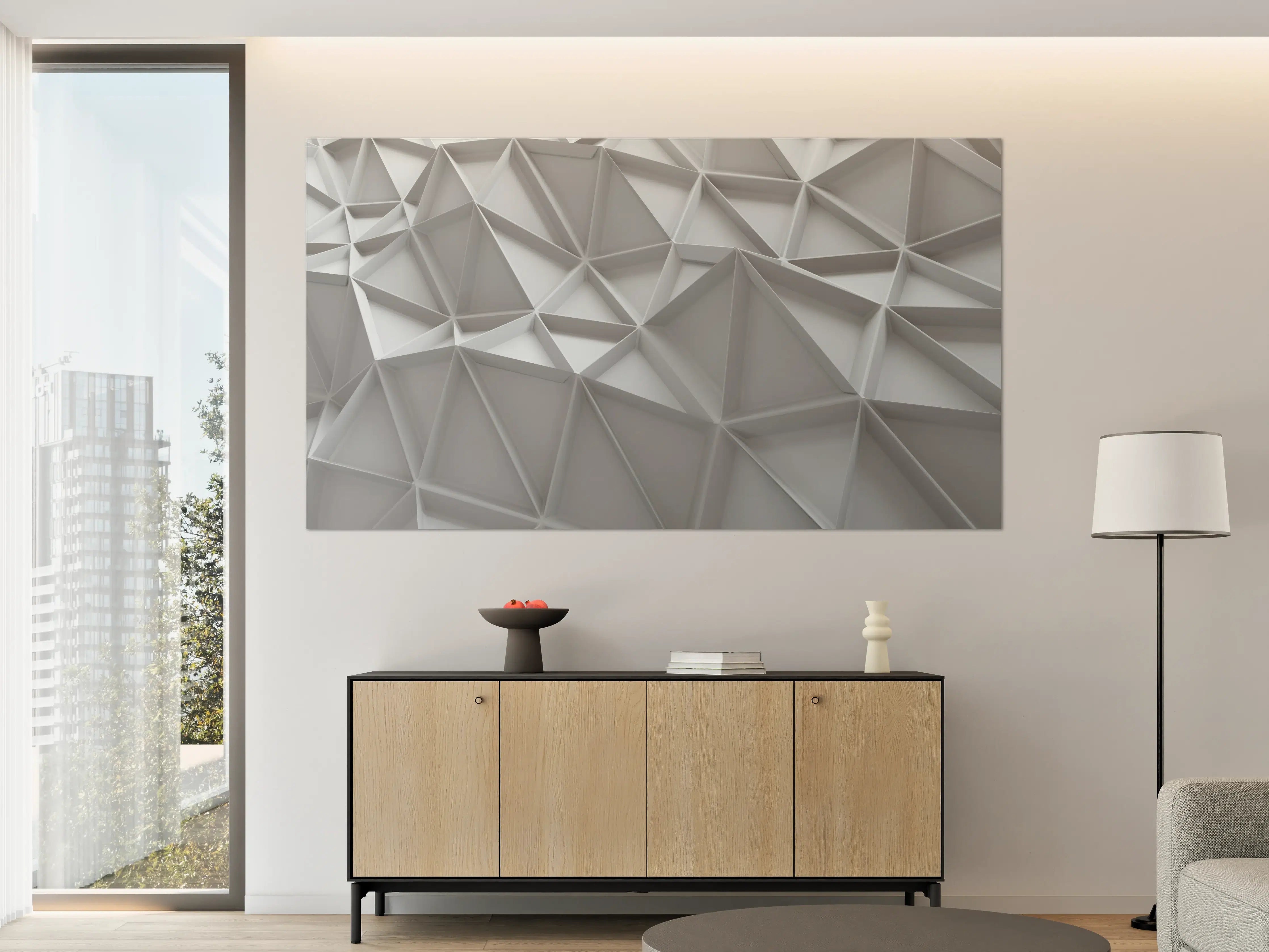 Große Wandbilder - Graue Geometrien an Wänden