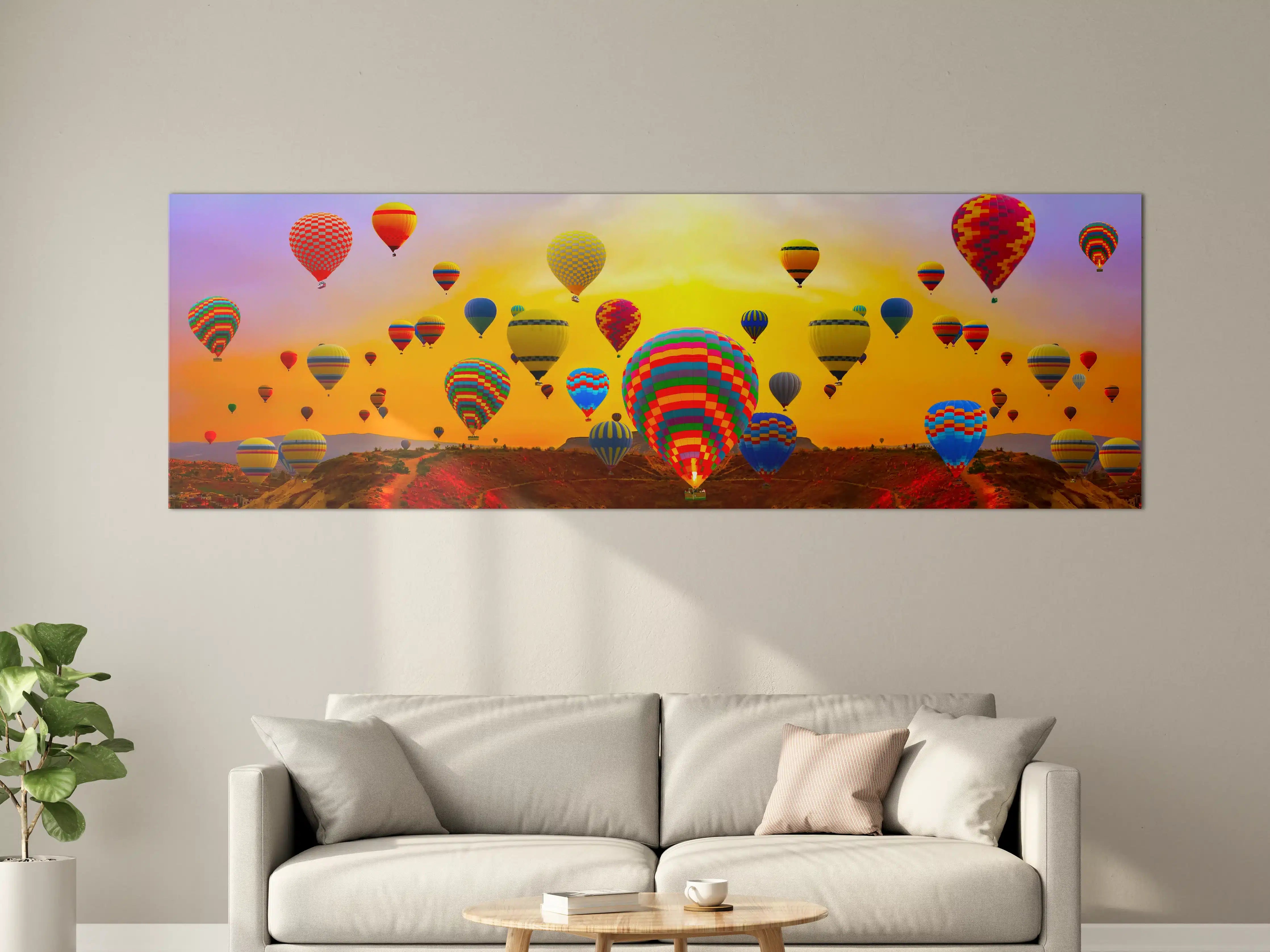 Große Wandbilder - Graue Heißluftballons im Abendlicht