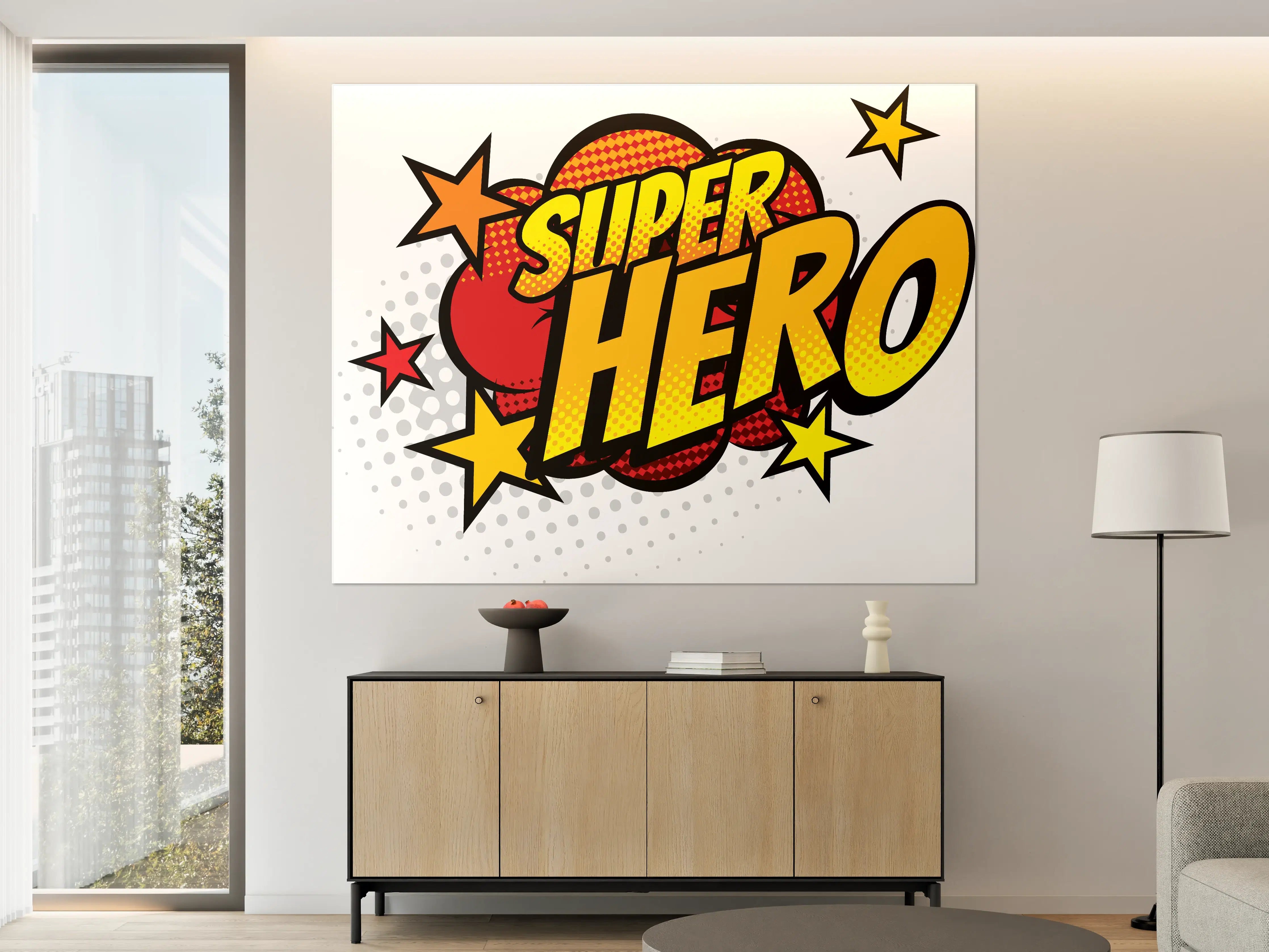 Große Wandbilder - Graue Helden: Pop-Art Comic-Design